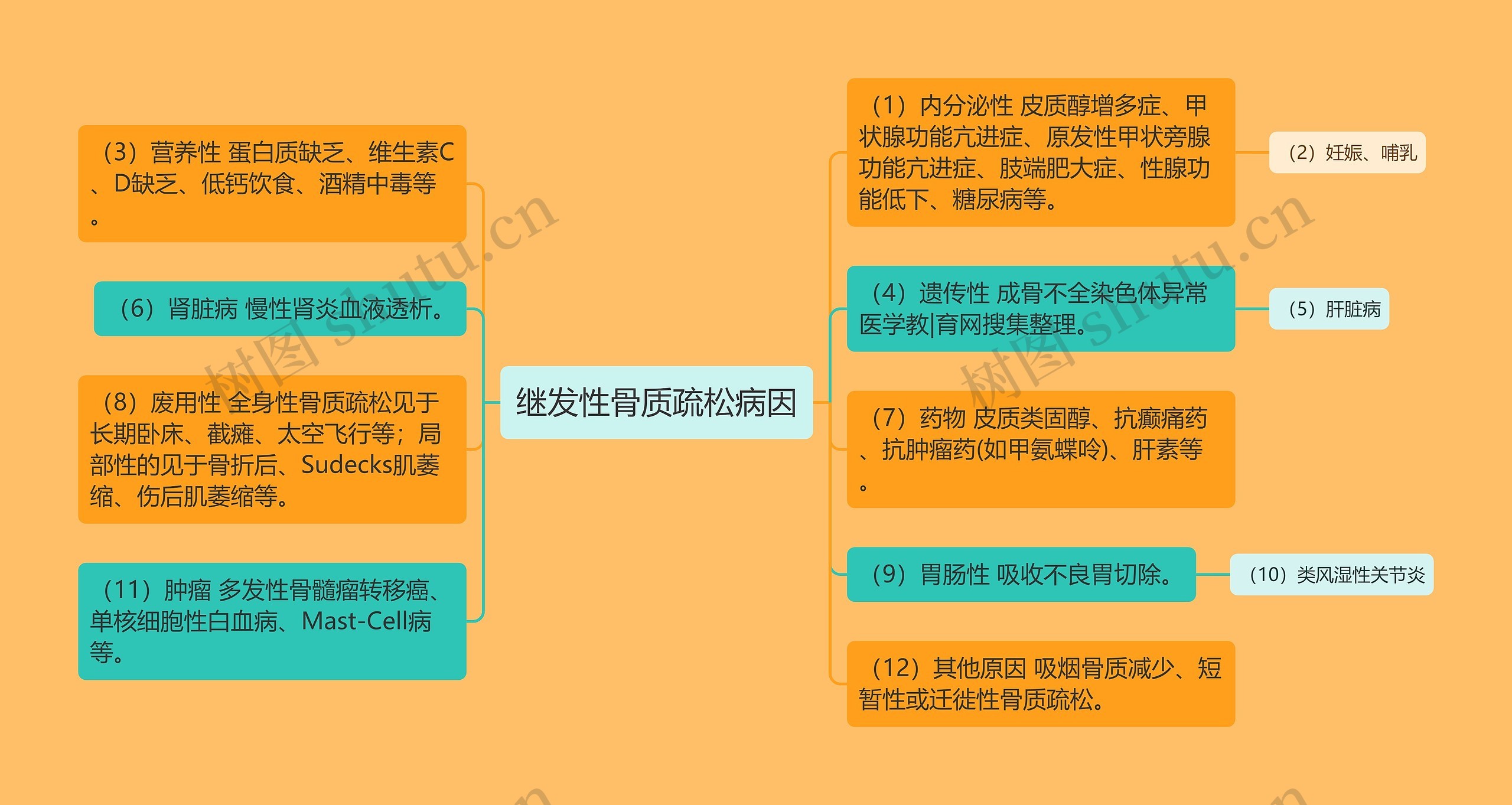 继发性骨质疏松病因思维导图