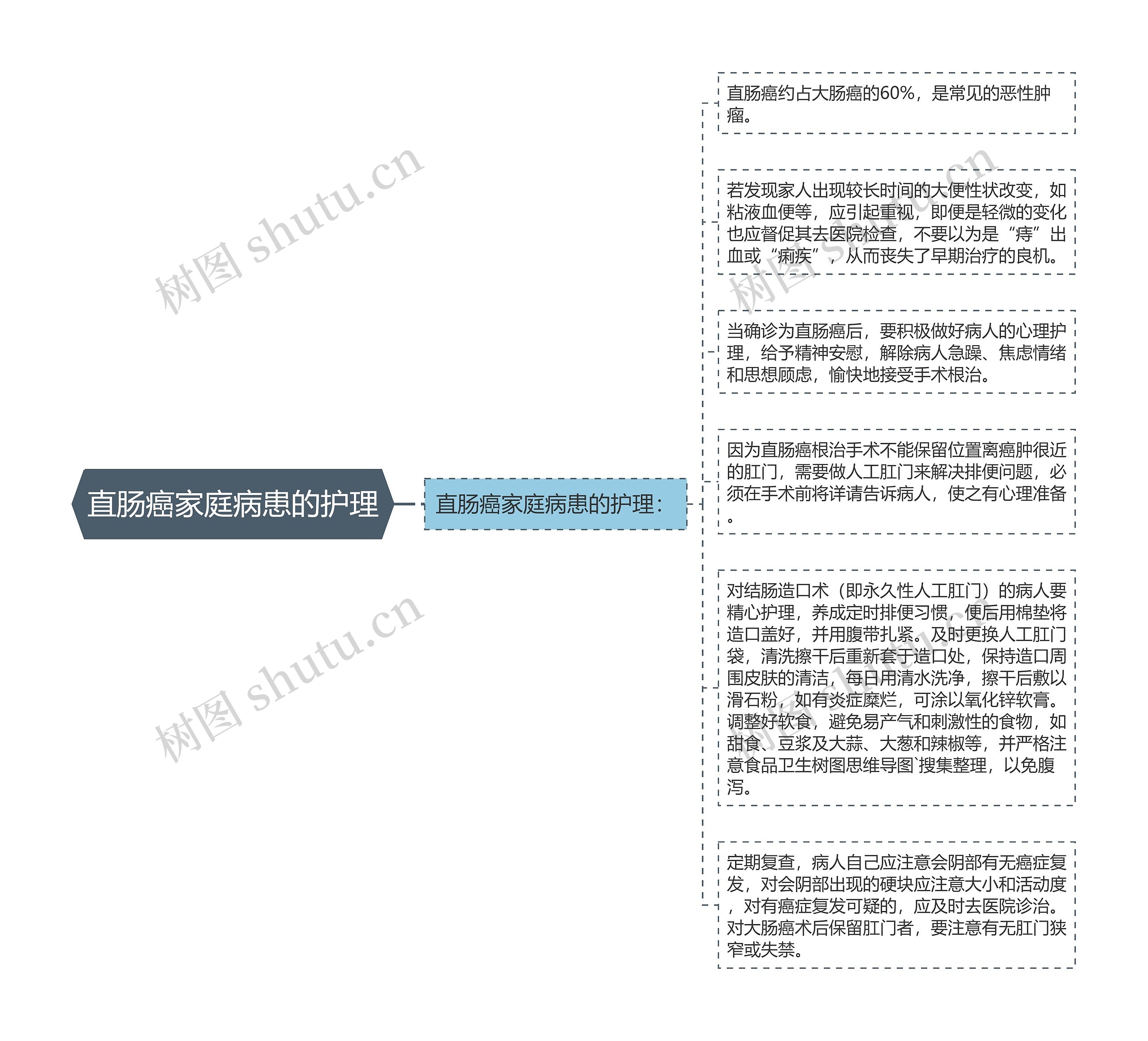 直肠癌家庭病患的护理思维导图