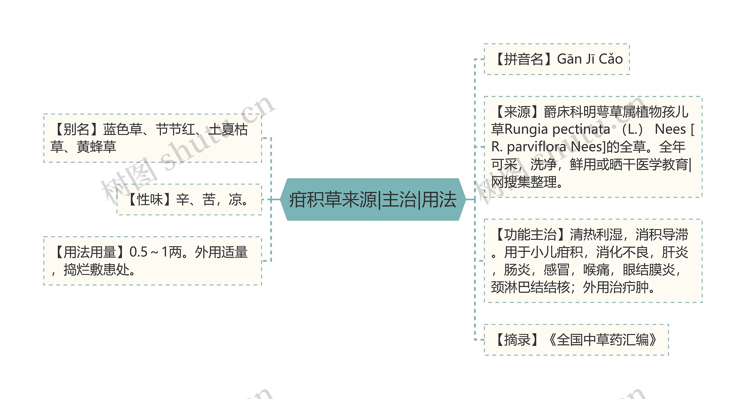 疳积草来源|主治|用法思维导图