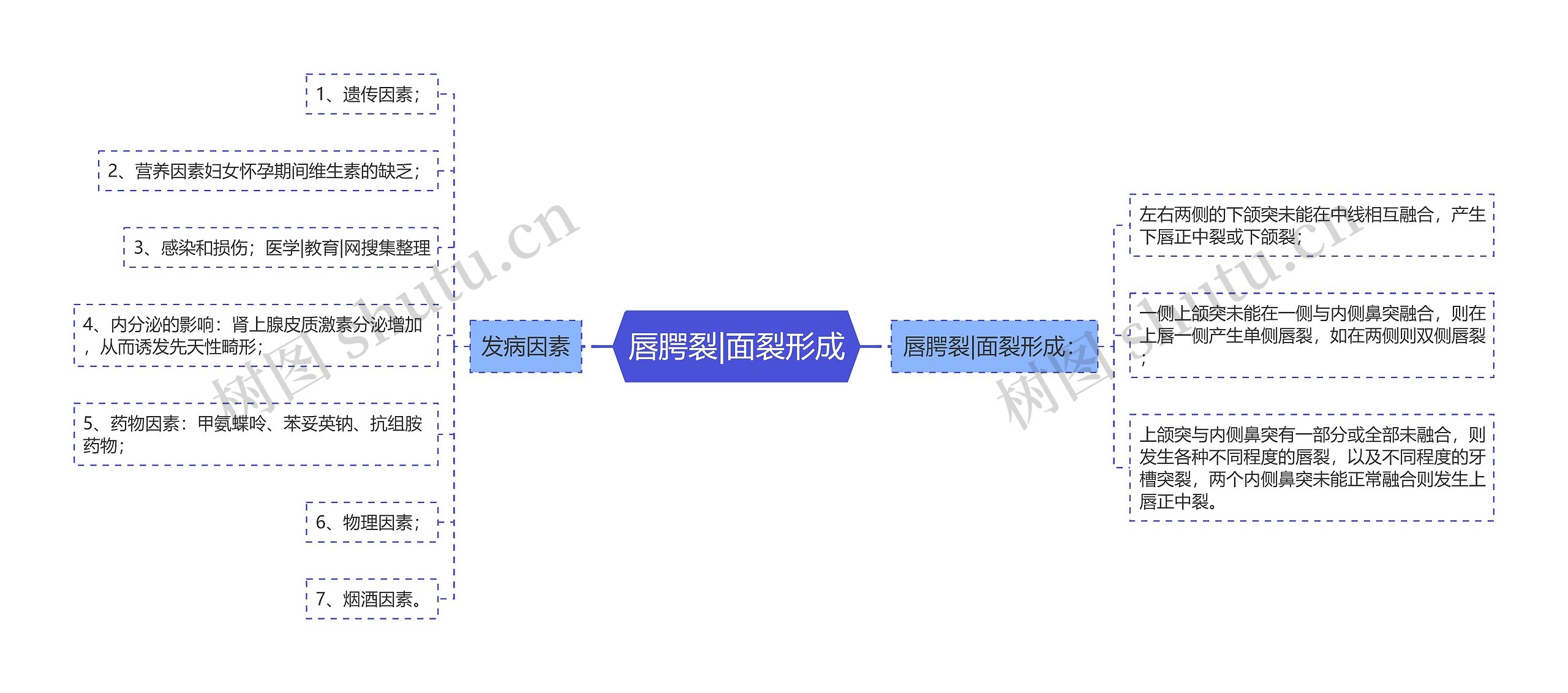 唇腭裂|面裂形成思维导图