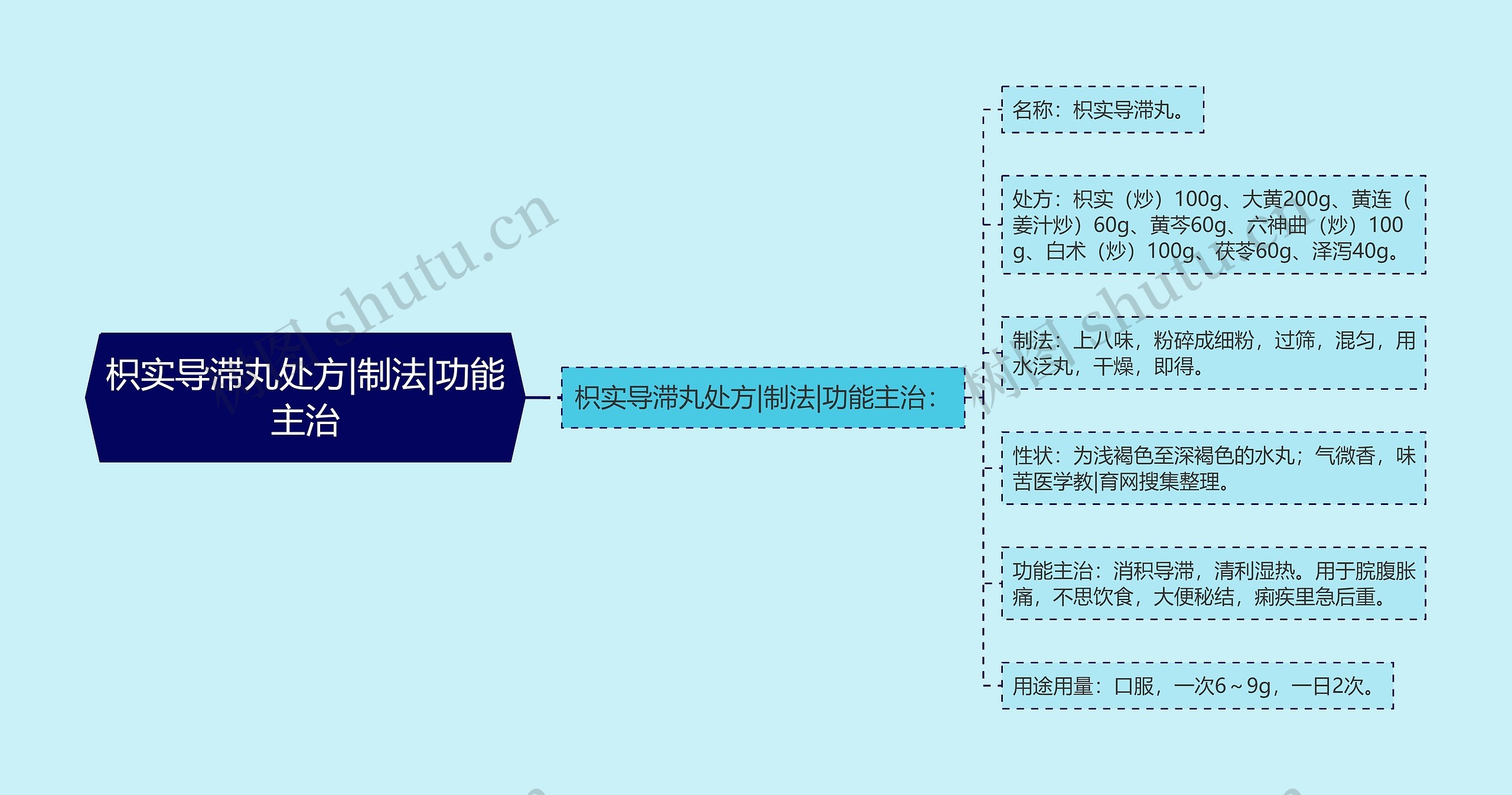 枳实导滞丸处方|制法|功能主治思维导图