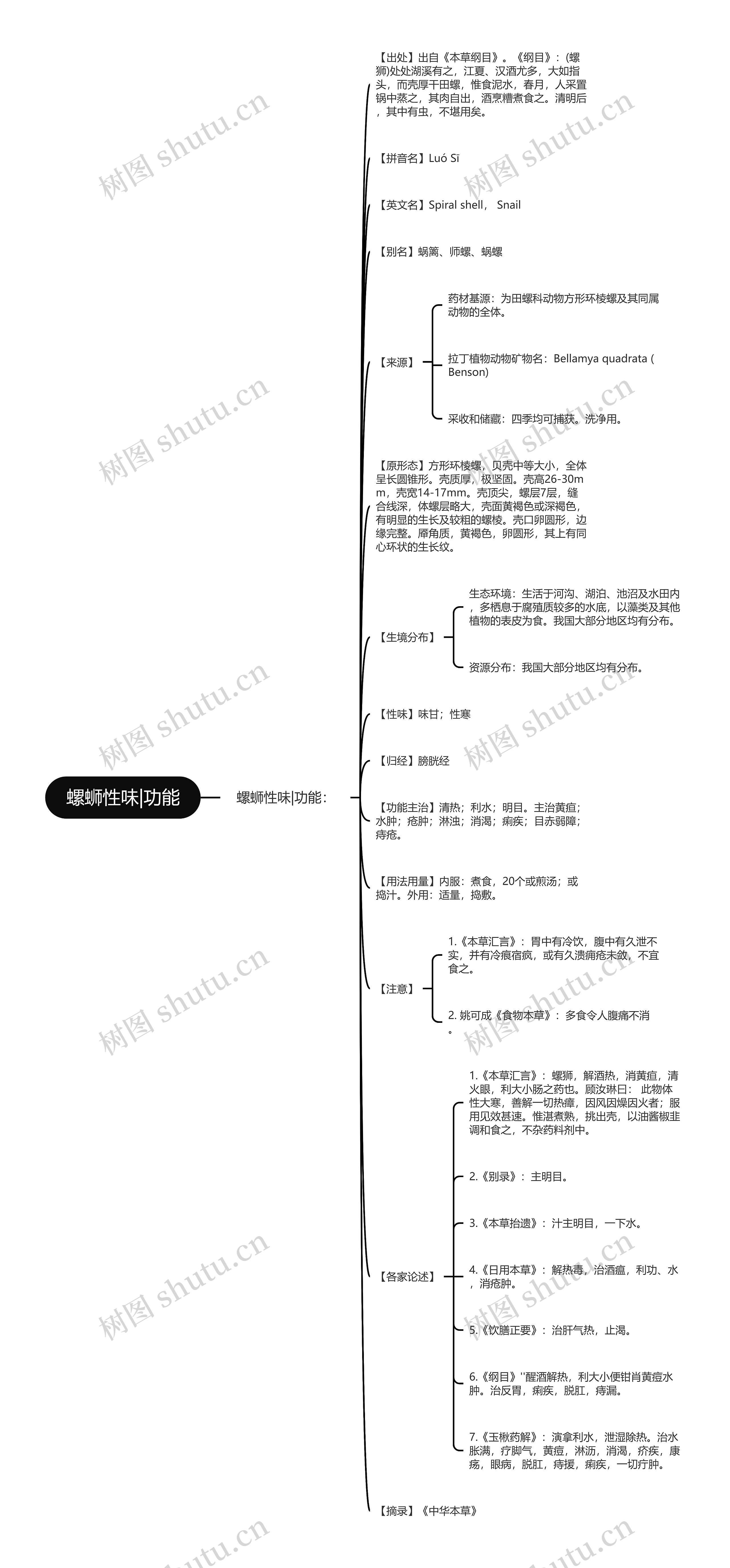 螺蛳性味|功能思维导图