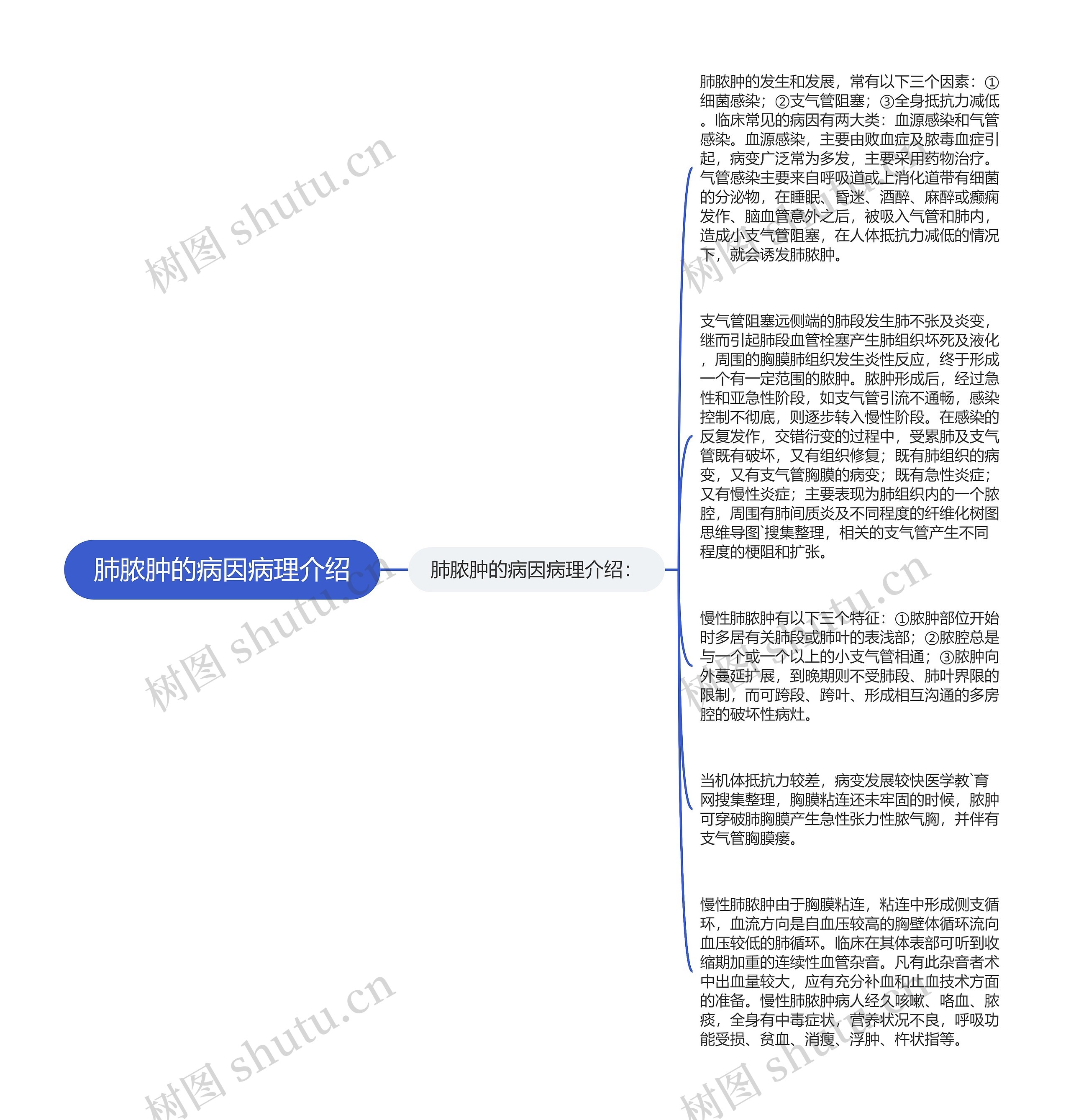 肺脓肿的病因病理介绍思维导图