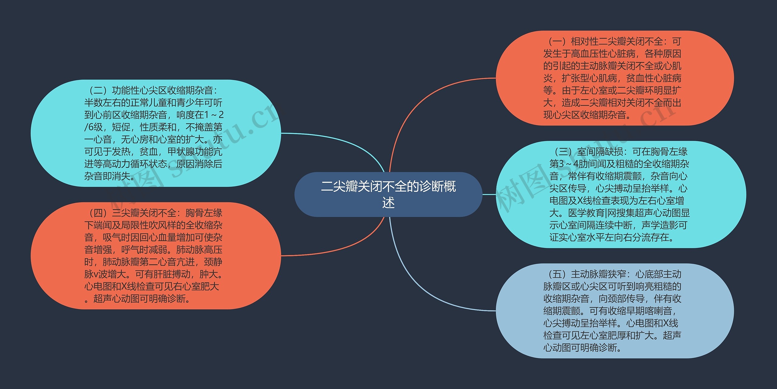 二尖瓣关闭不全的诊断概述思维导图高清图 二尖瓣关闭不全的诊断概述思维导图