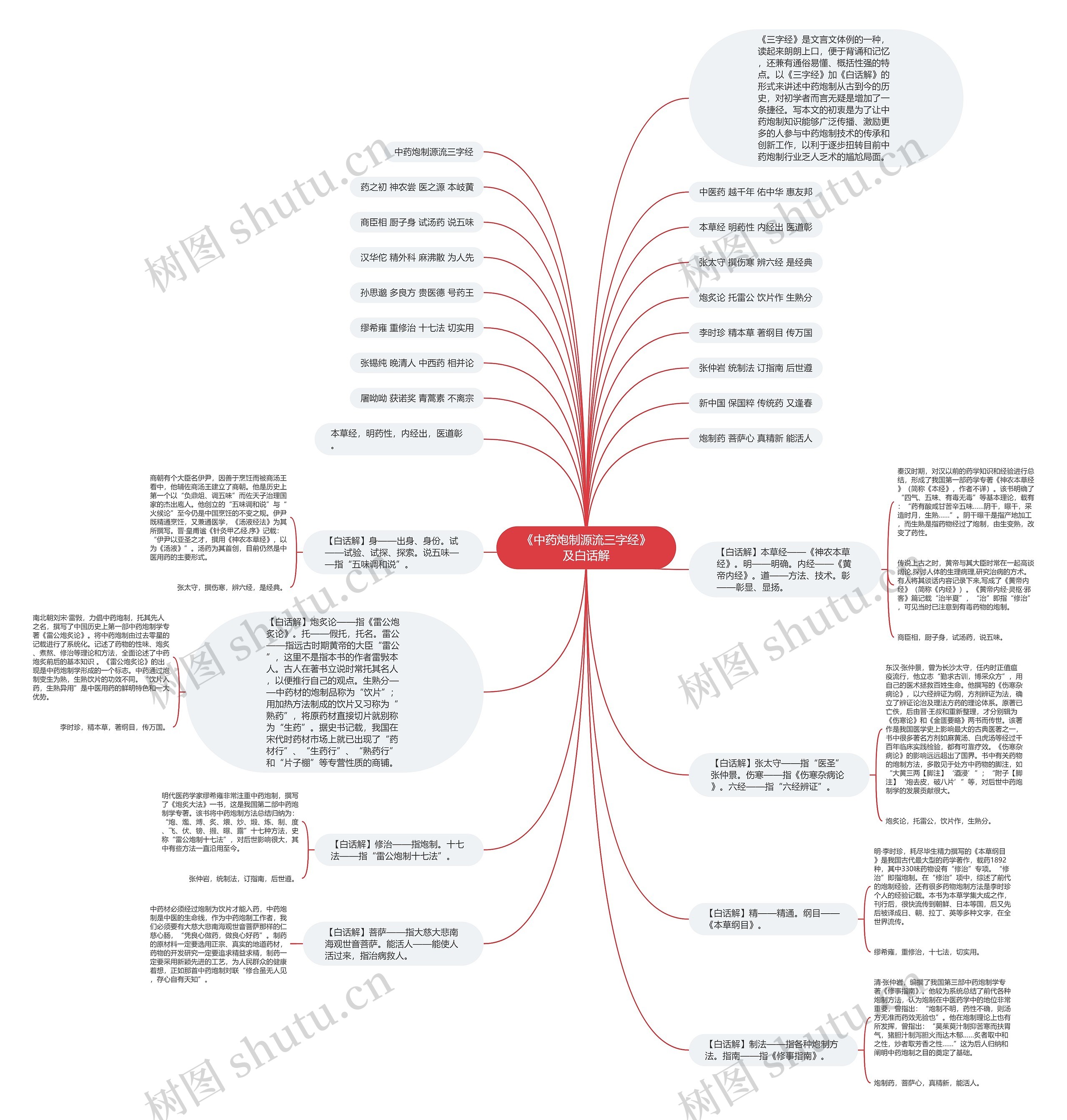 《中药炮制源流三字经》及白话解思维导图
