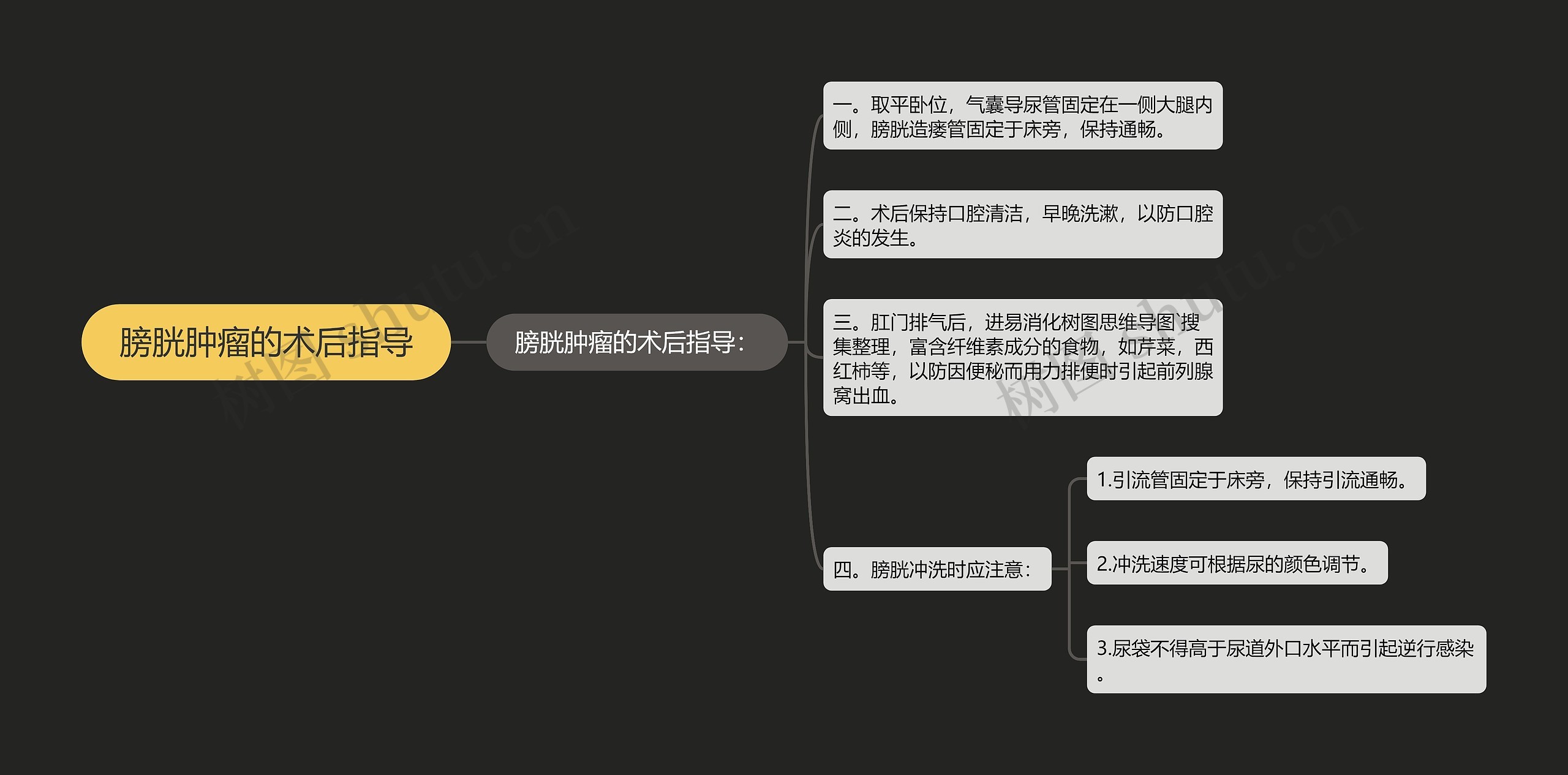 膀胱肿瘤的术后指导思维导图