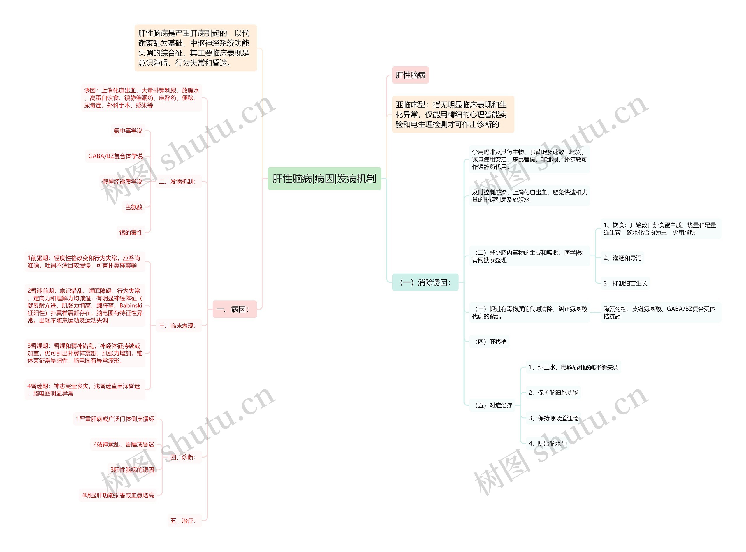 肝性脑病|病因|发病机制思维导图