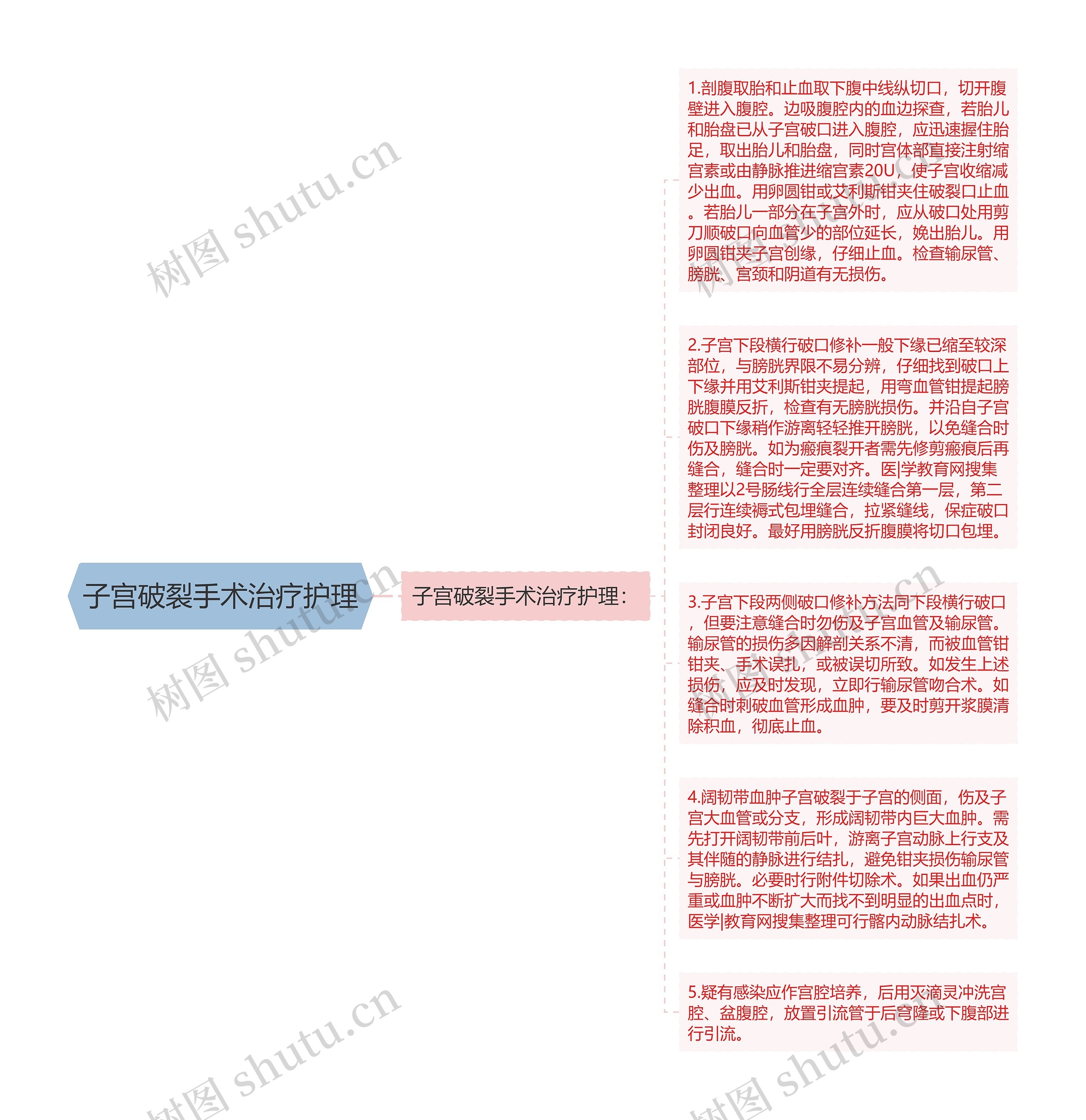 子宫破裂手术治疗护理思维导图