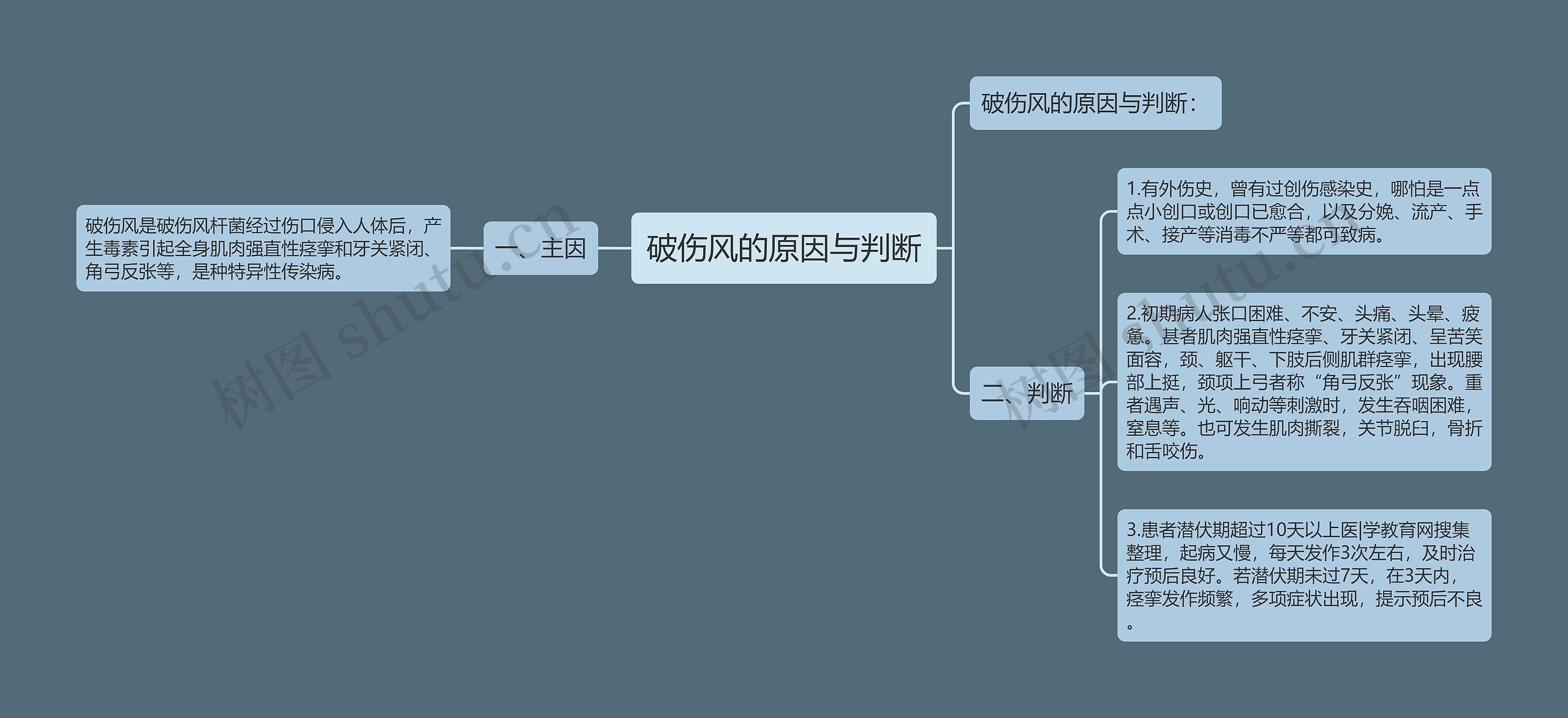 破伤风的原因与判断思维导图