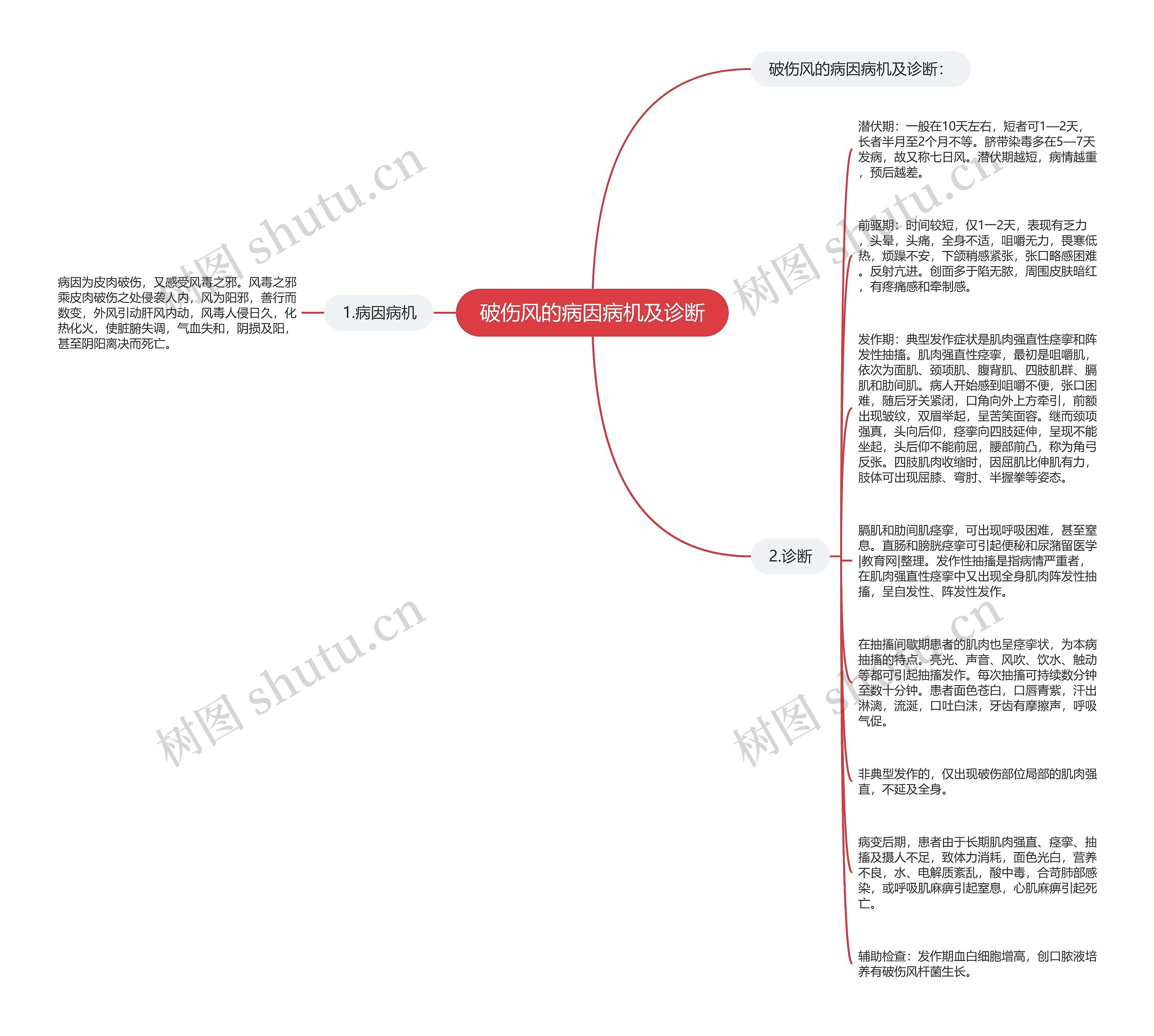 破伤风的病因病机及诊断思维导图