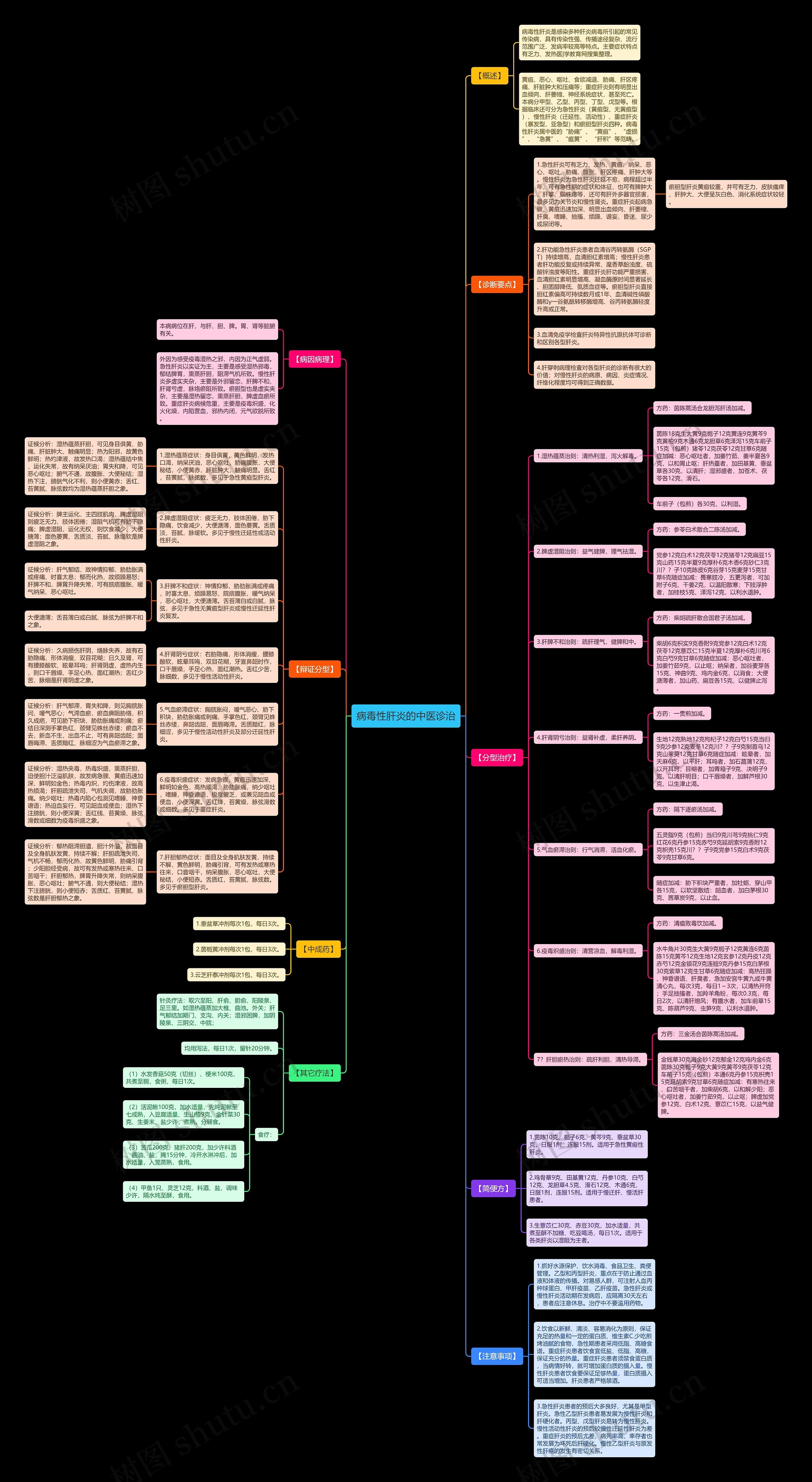 病毒性肝炎的中医诊治思维导图