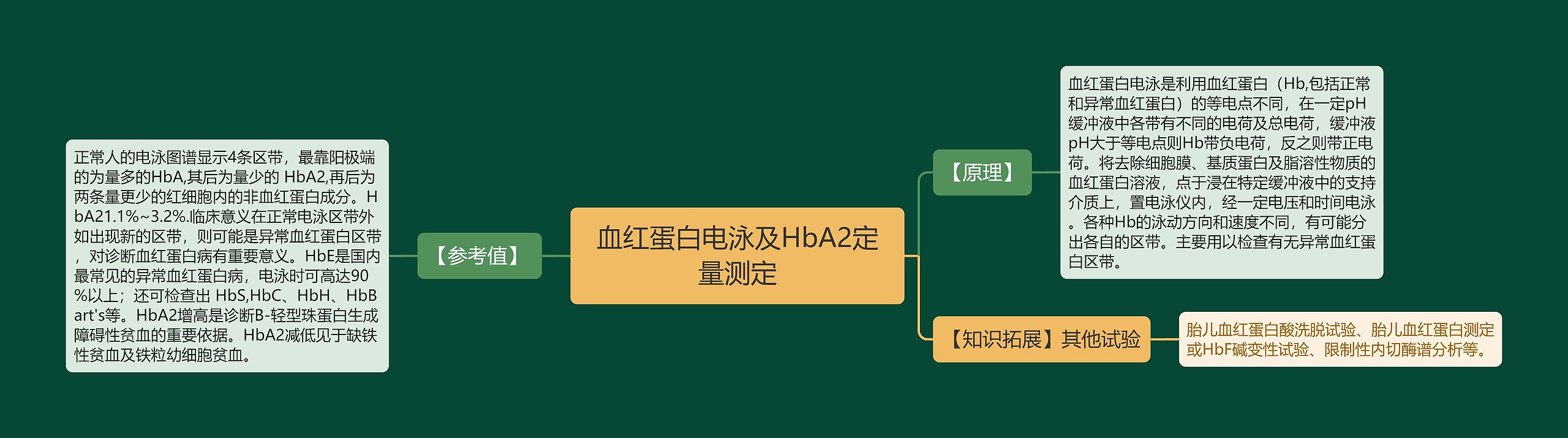 血红蛋白电泳及HbA2定量测定思维导图