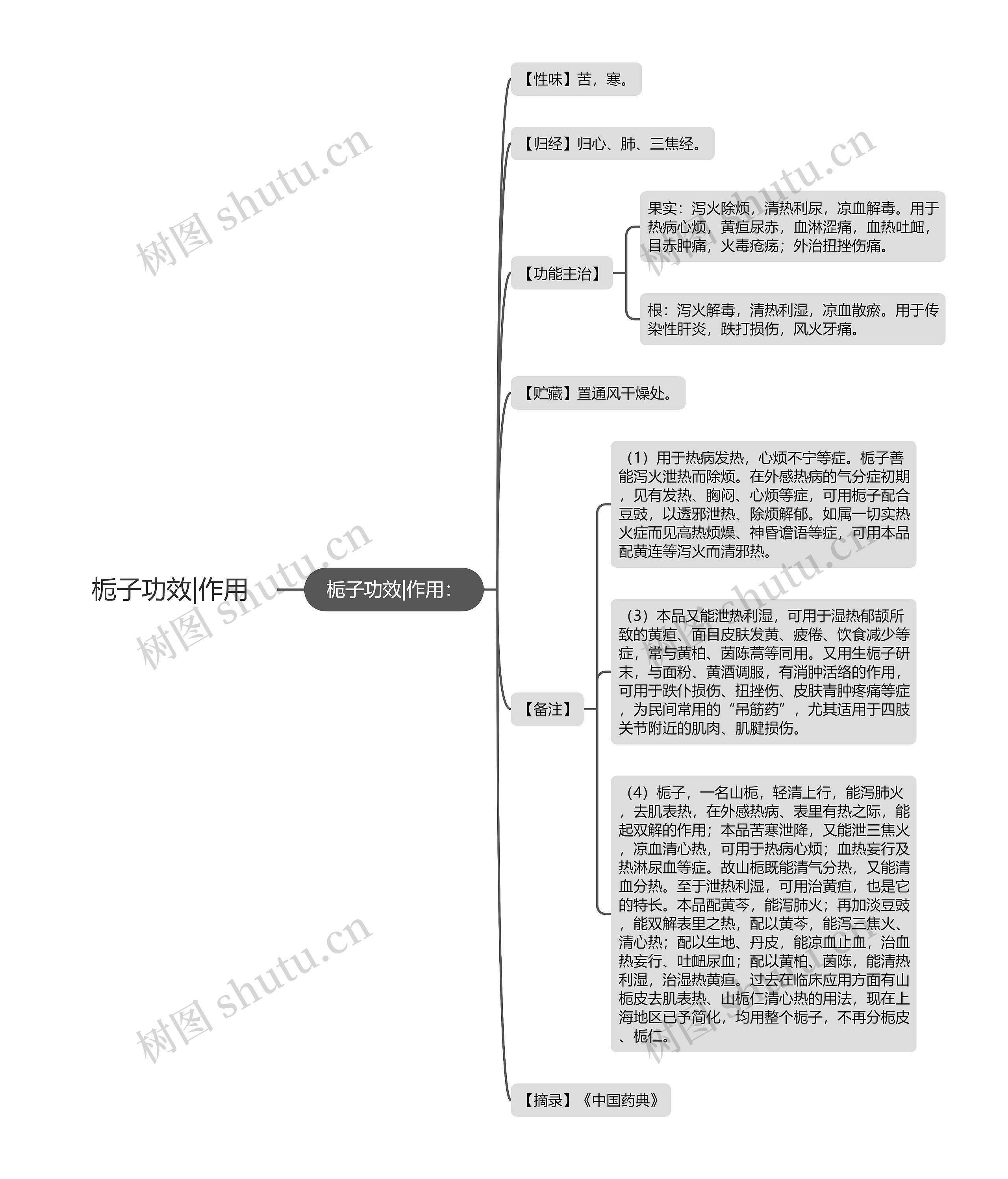 栀子功效|作用思维导图