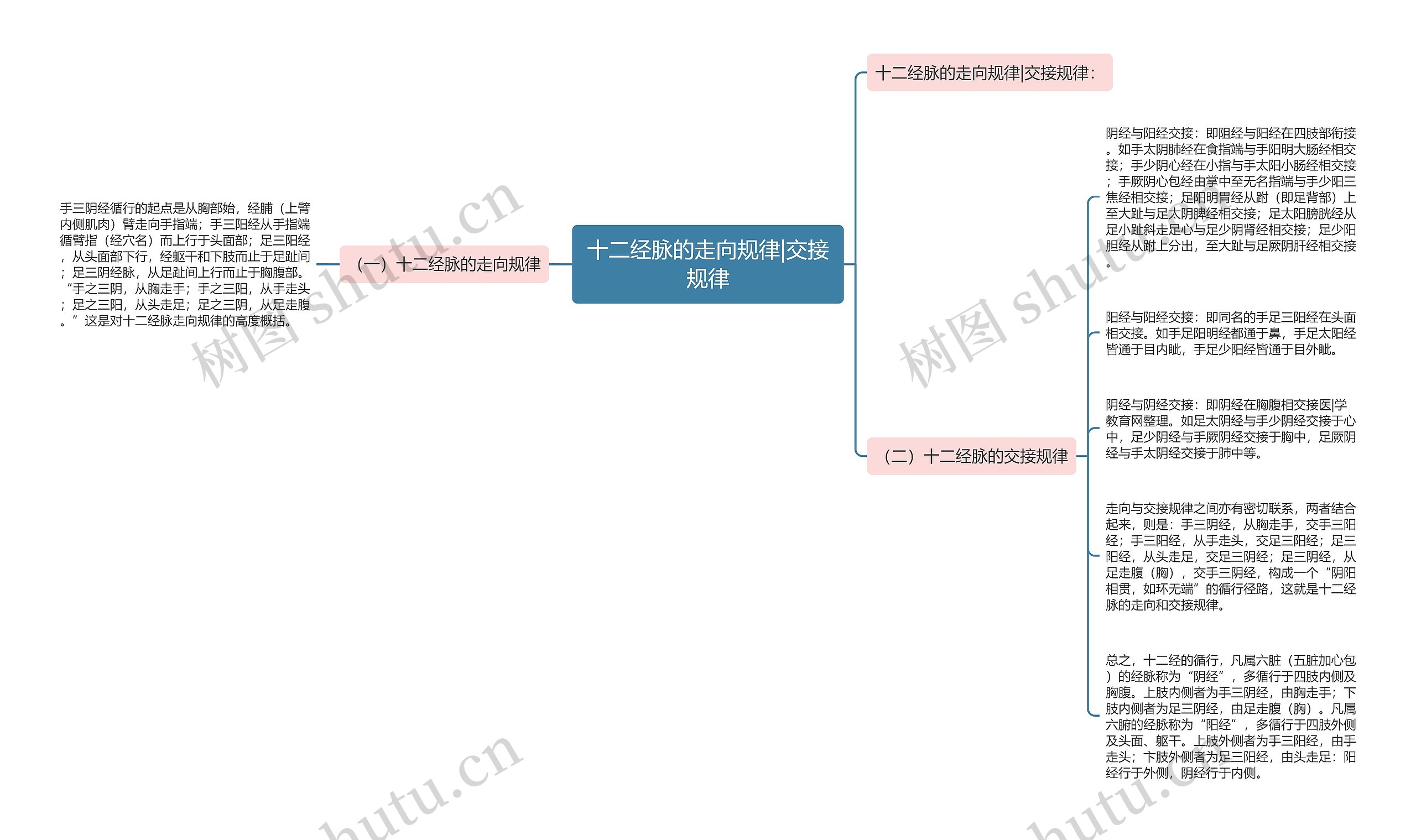十二经脉的走向规律|交接规律思维导图