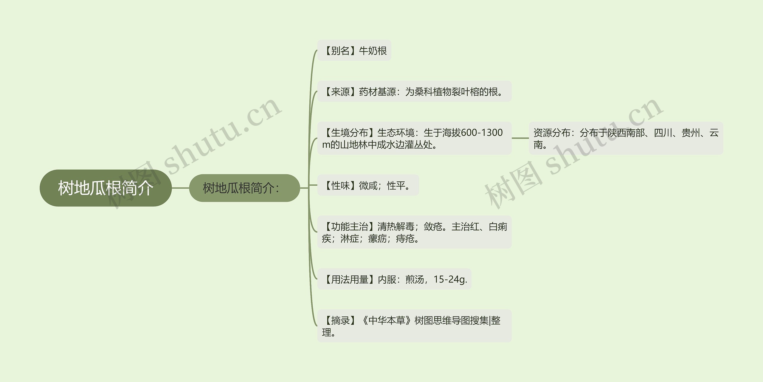 树地瓜根简介思维导图