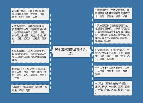 10个常见方剂及其歌诀小结！