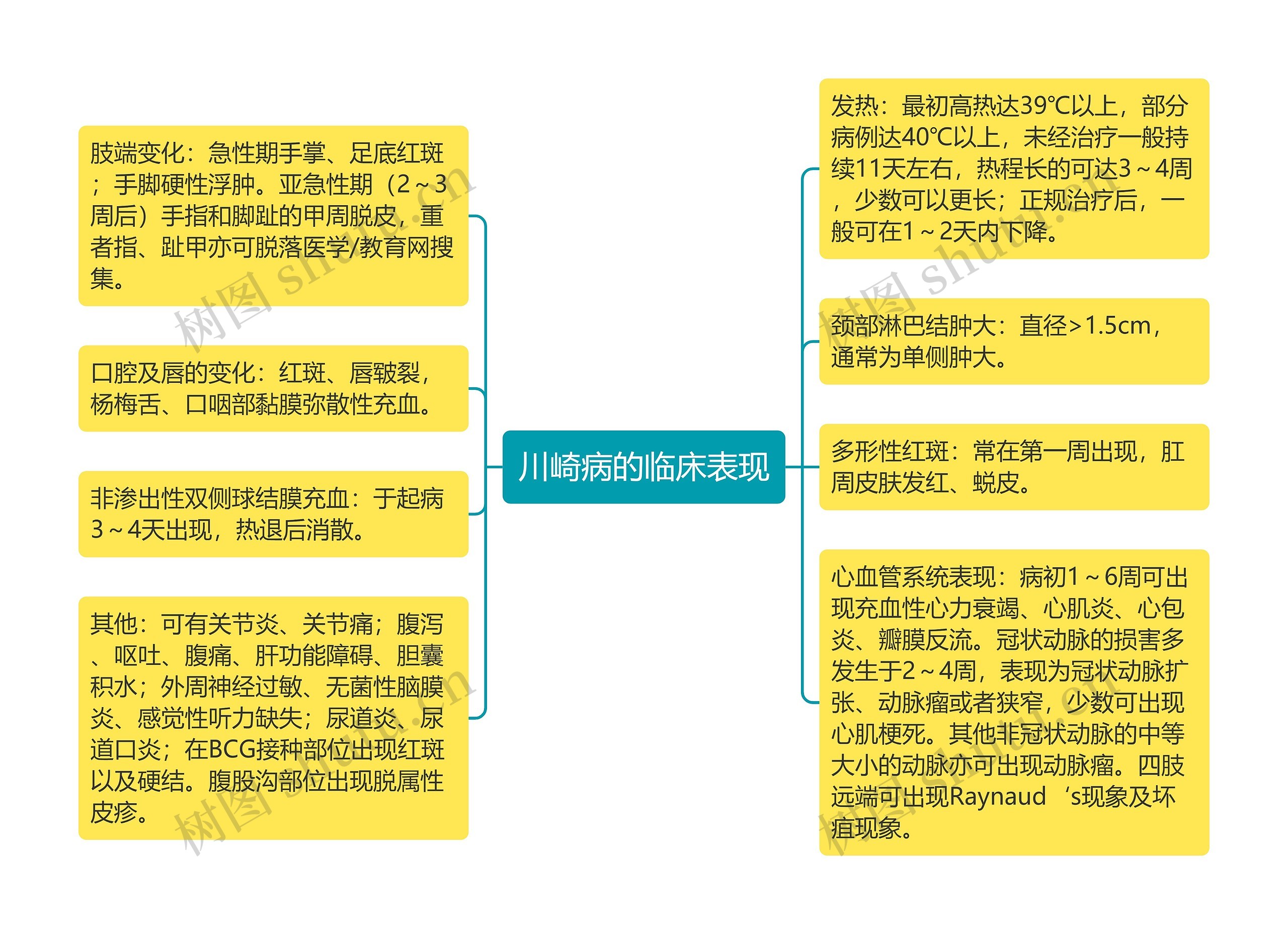 川崎病的临床表现思维导图