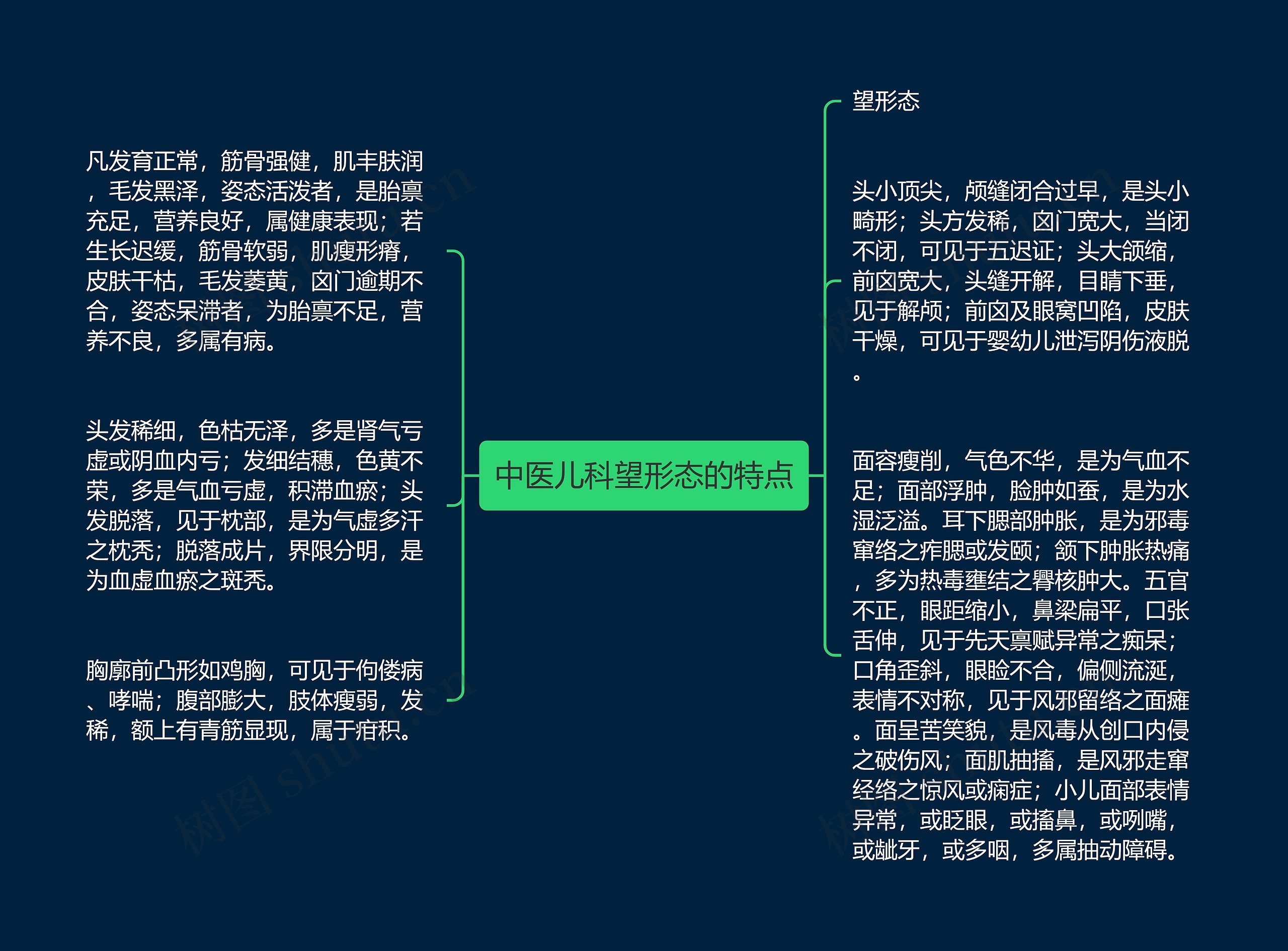 中医儿科望形态的特点思维导图