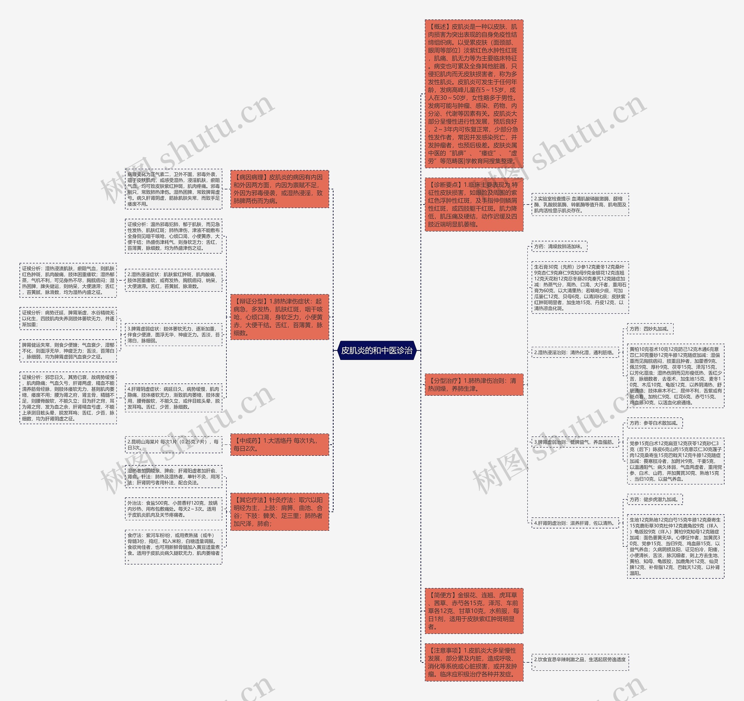 皮肌炎的和中医诊治思维导图
