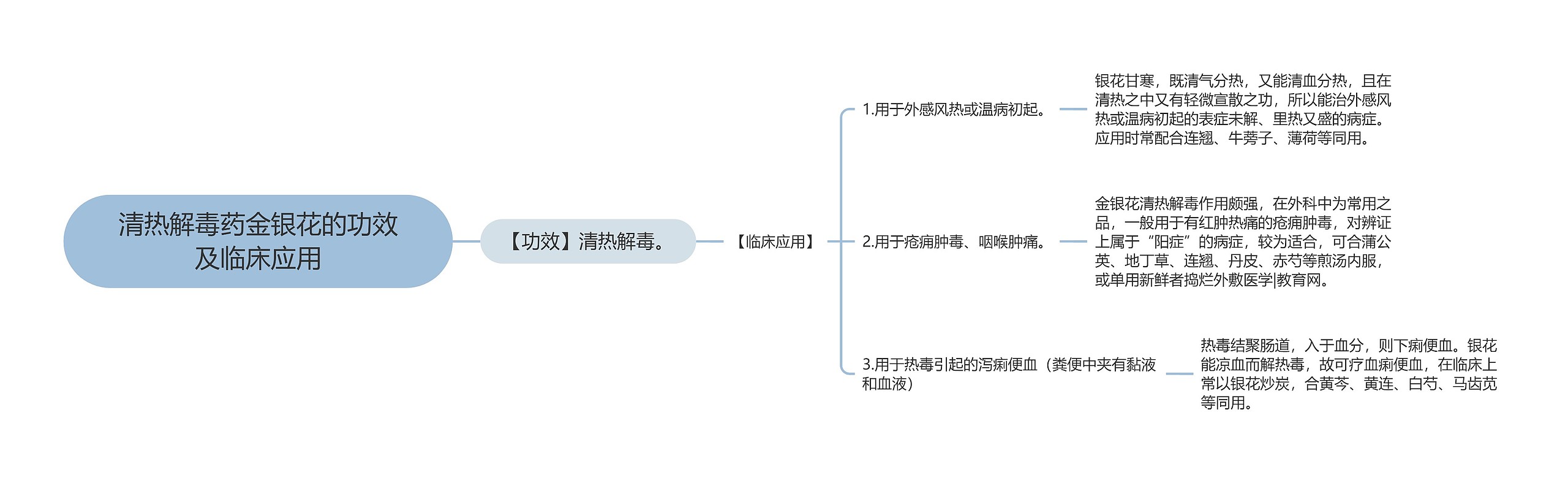 清热解毒药金银花的功效及临床应用思维导图