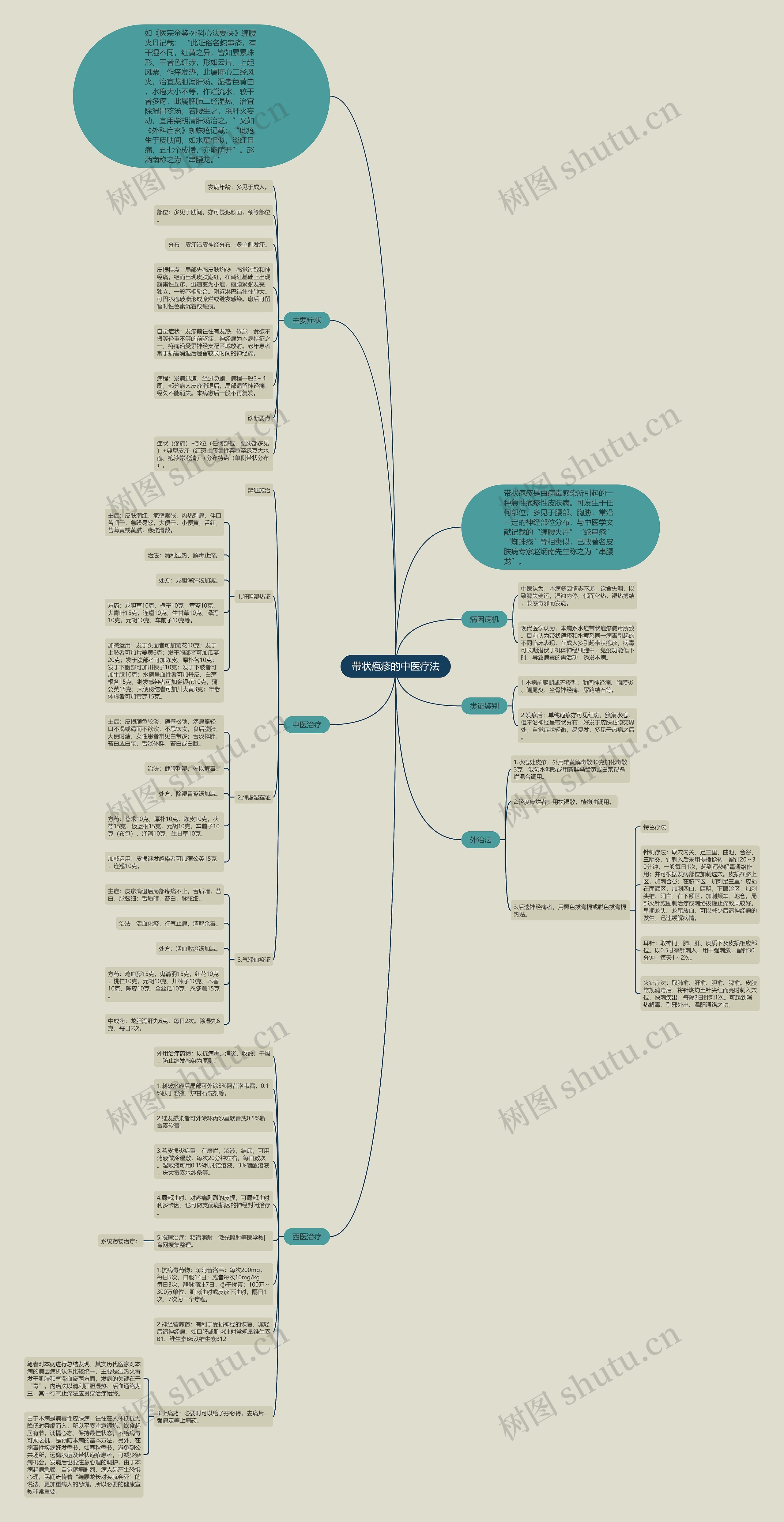 带状疱疹的中医疗法思维导图