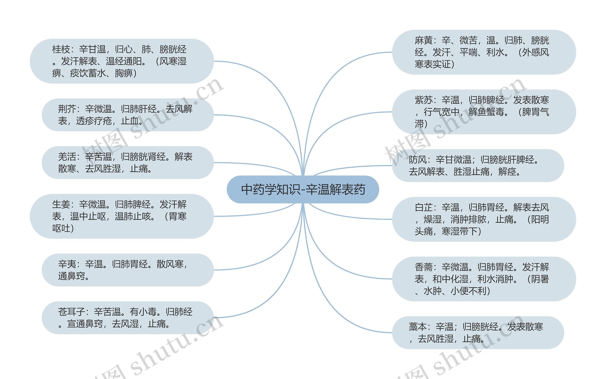 中药学知识-辛温解表药思维导图