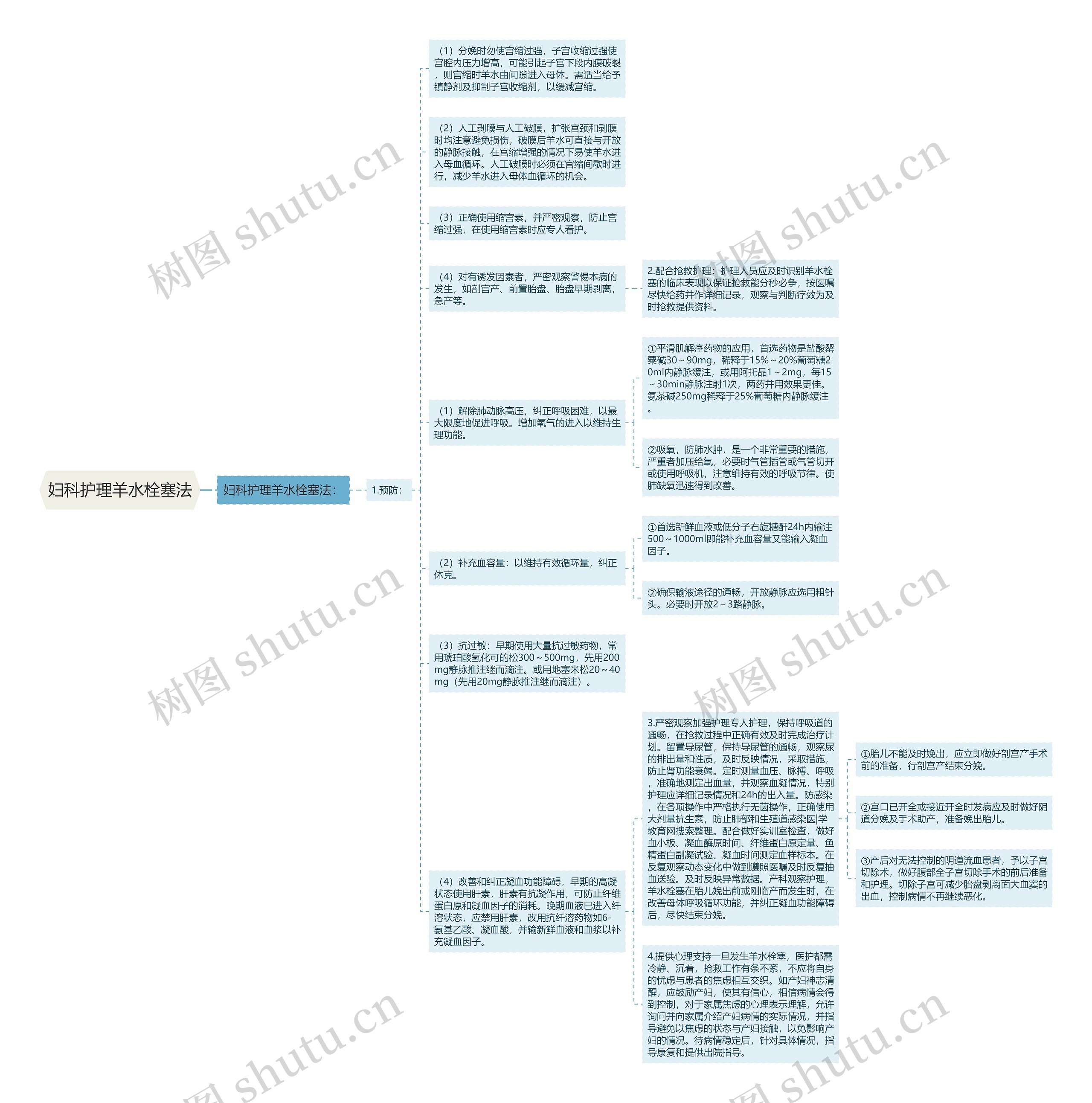 妇科护理羊水栓塞法思维导图