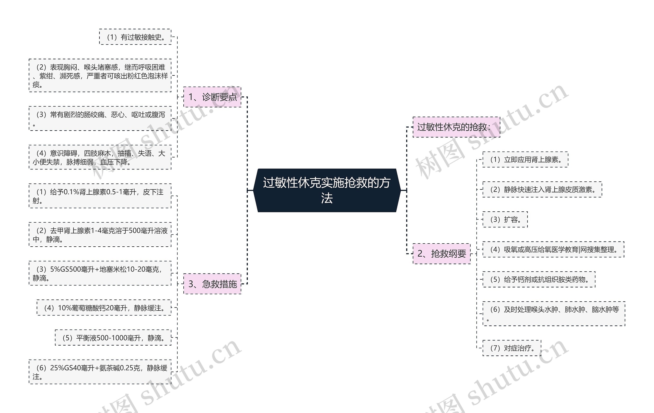 过敏性休克实施抢救的方法思维导图