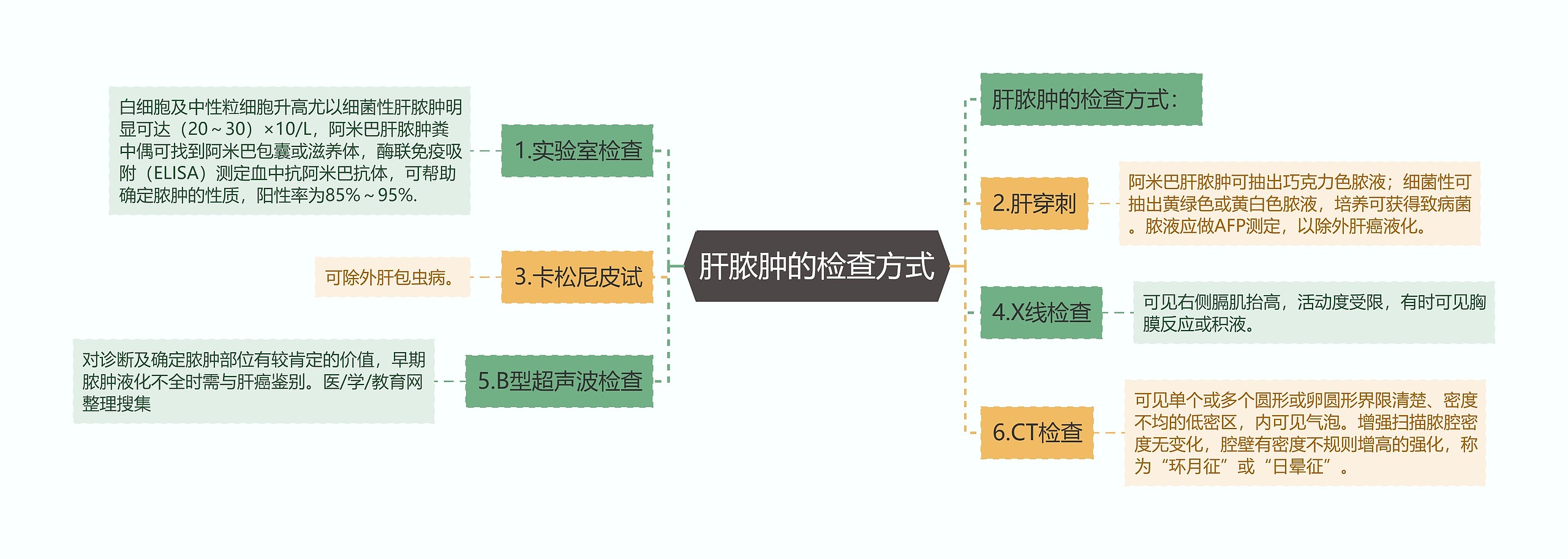 肝脓肿的检查方式思维导图