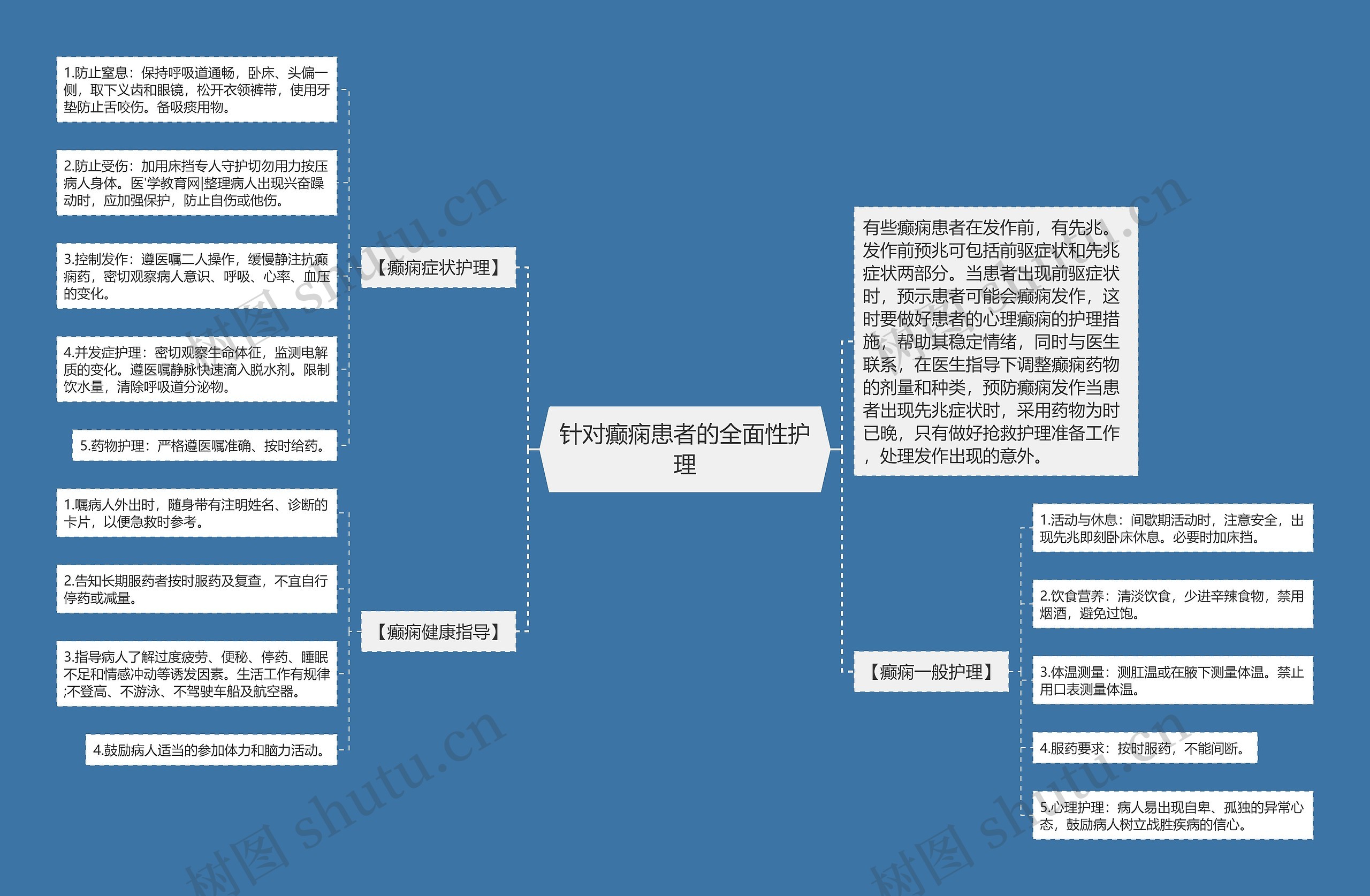 针对癫痫患者的全面性护理思维导图