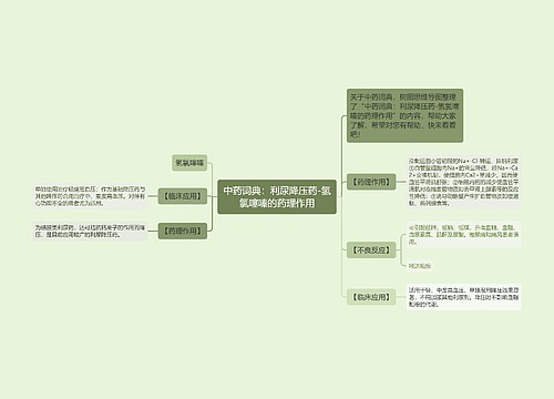 中药词典：利尿降压药-氢氯噻嗪的药理作用