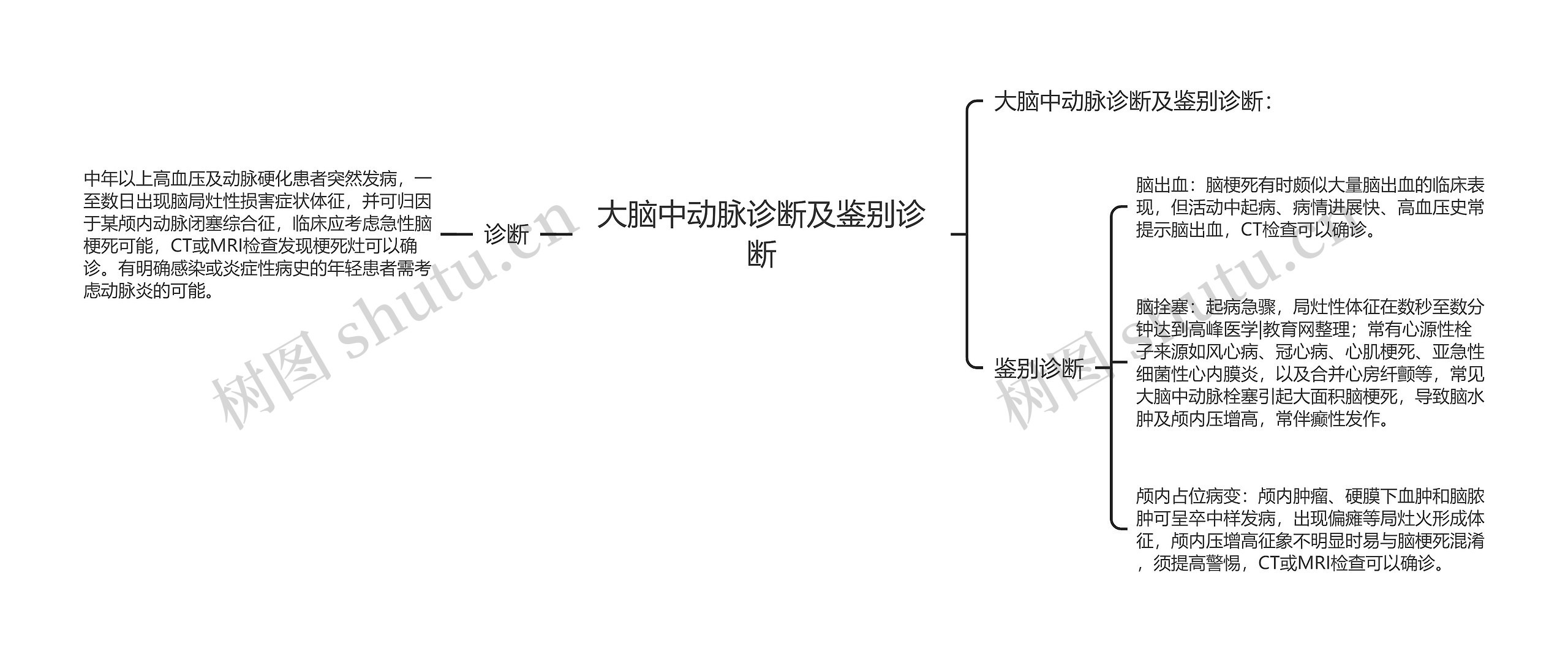 大脑中动脉诊断及鉴别诊断思维导图