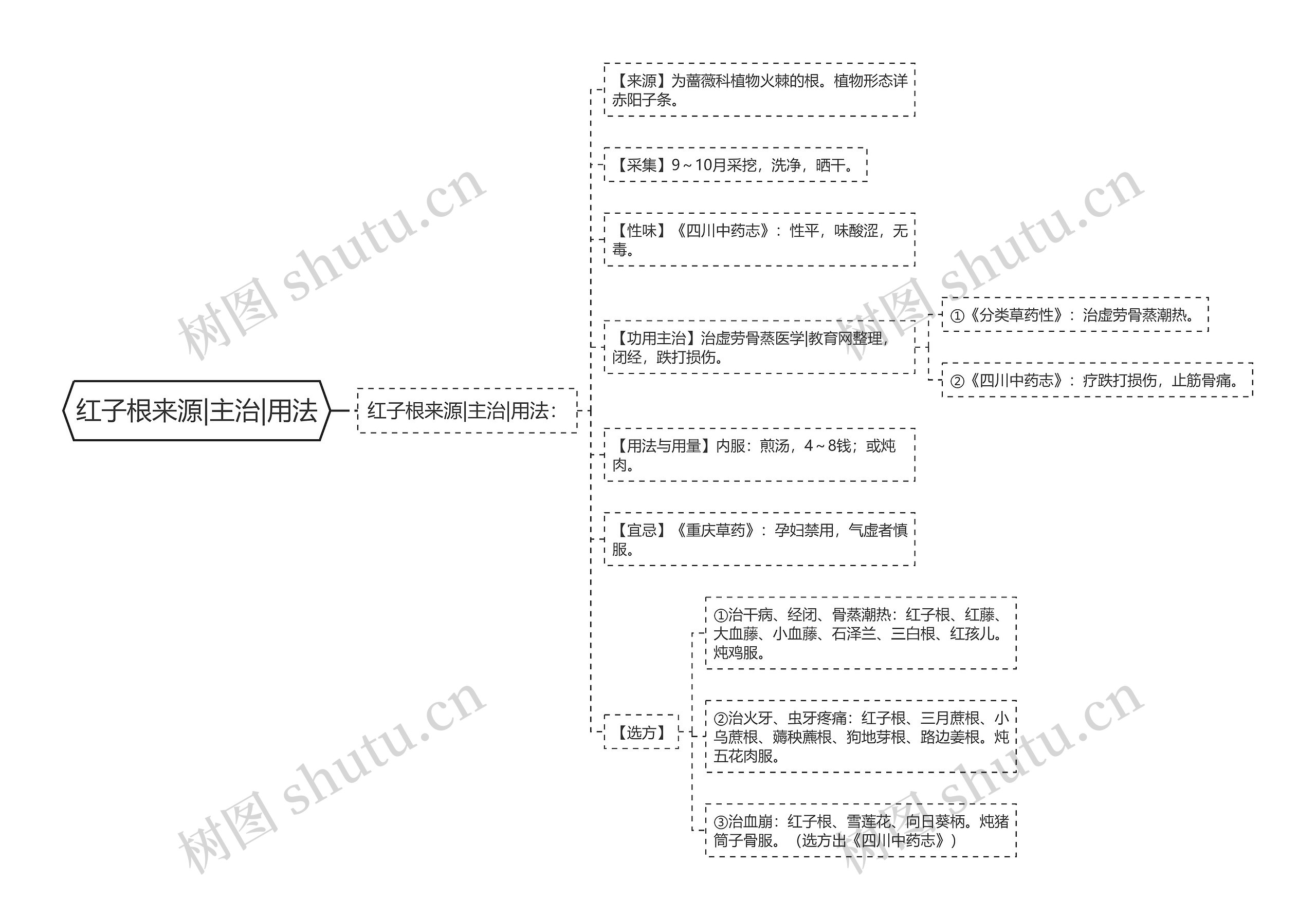 红子根来源|主治|用法思维导图