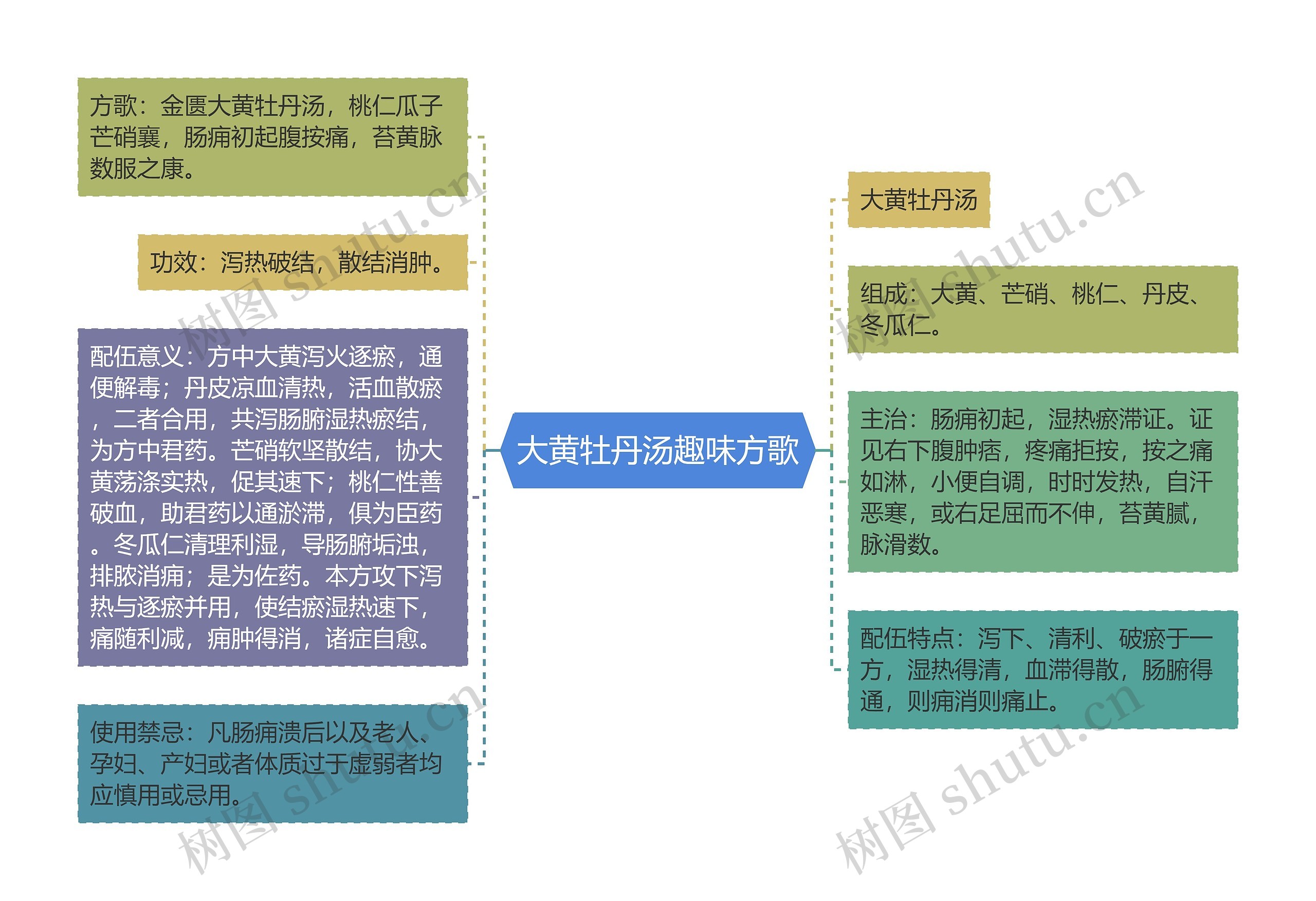 大黄牡丹汤趣味方歌思维导图