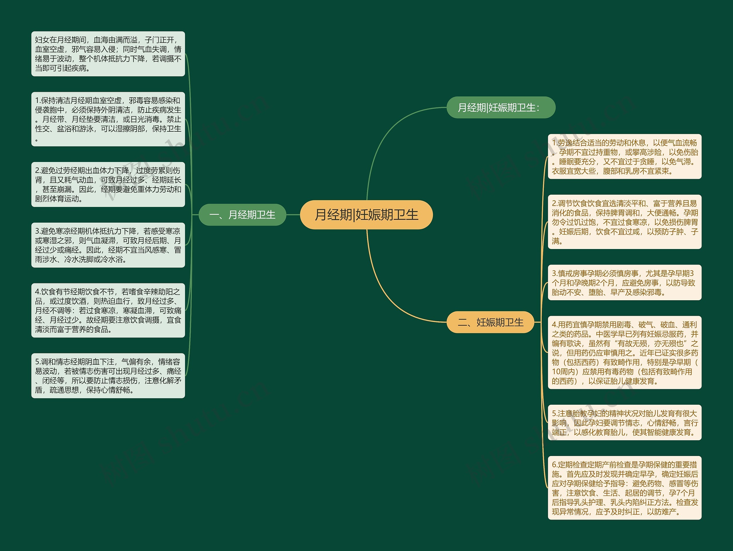月经期|妊娠期卫生思维导图