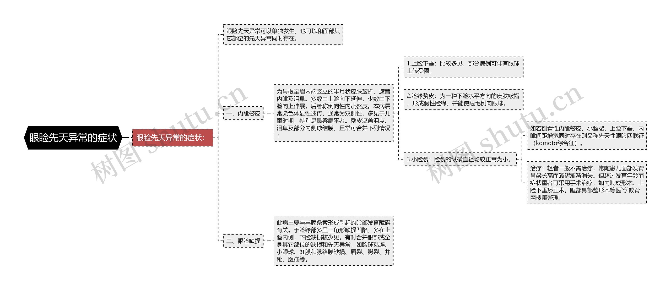 眼睑先天异常的症状思维导图