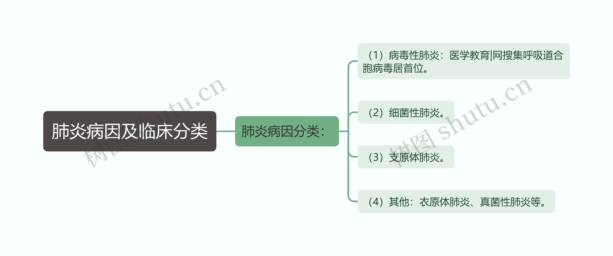 肺炎病因及临床分类思维导图