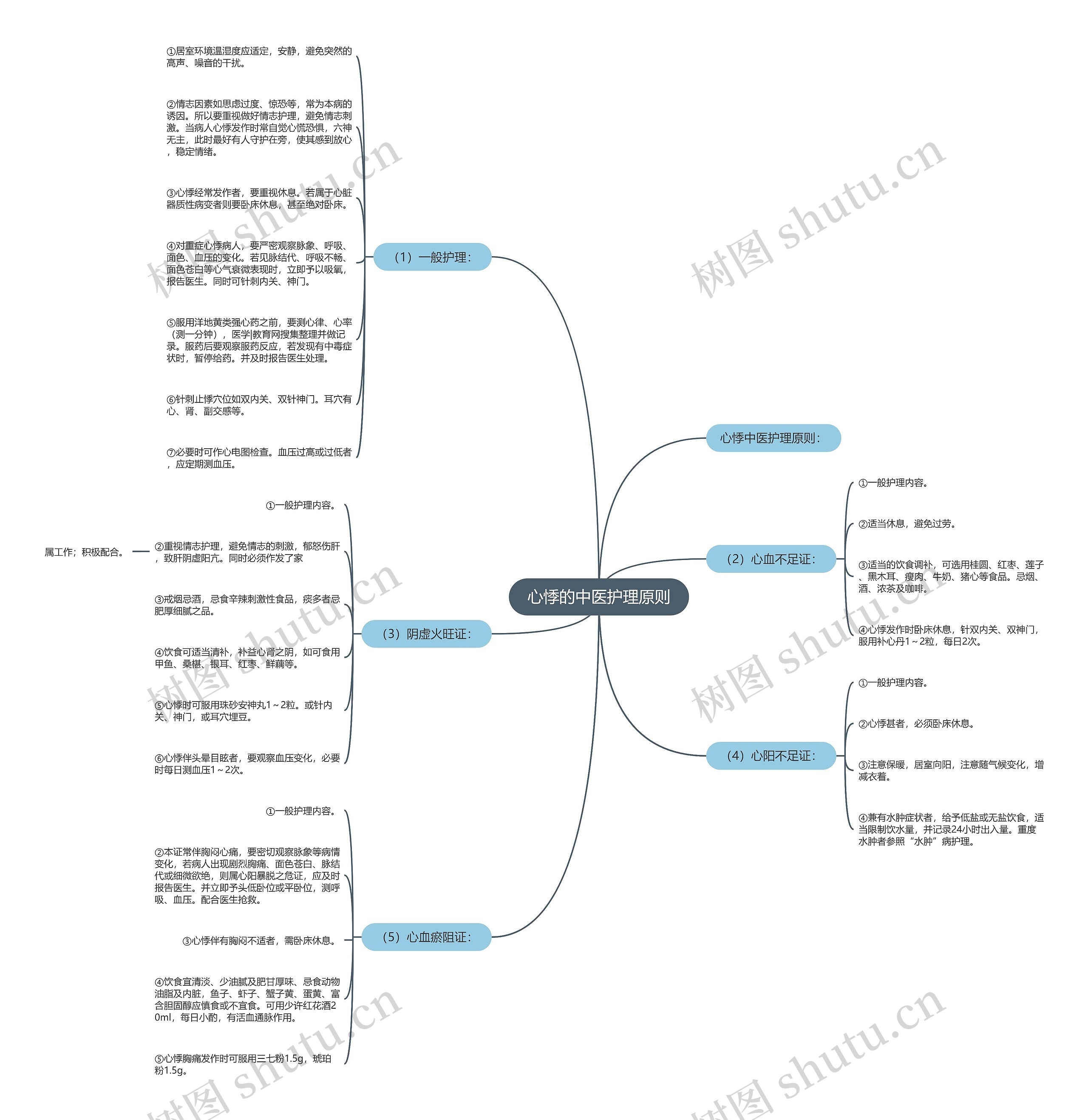 心悸的中医护理原则思维导图
