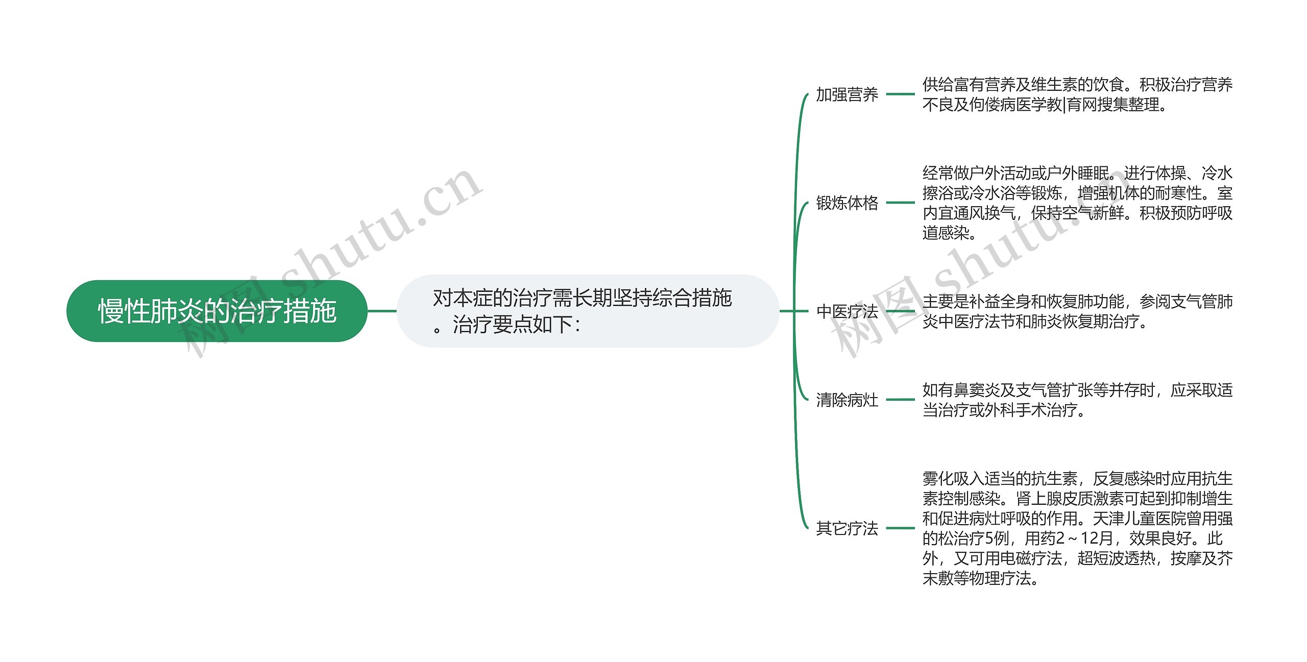 慢性肺炎的治疗措施思维导图