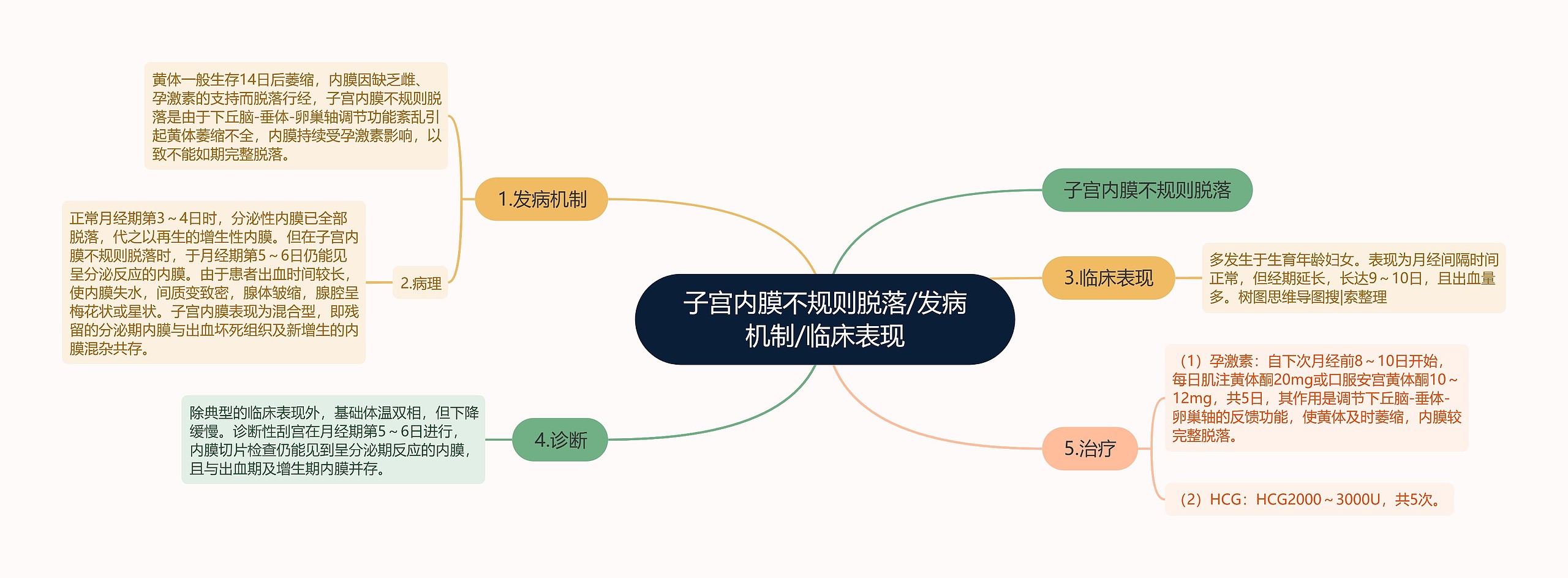 子宫内膜不规则脱落/发病机制/临床表现思维导图