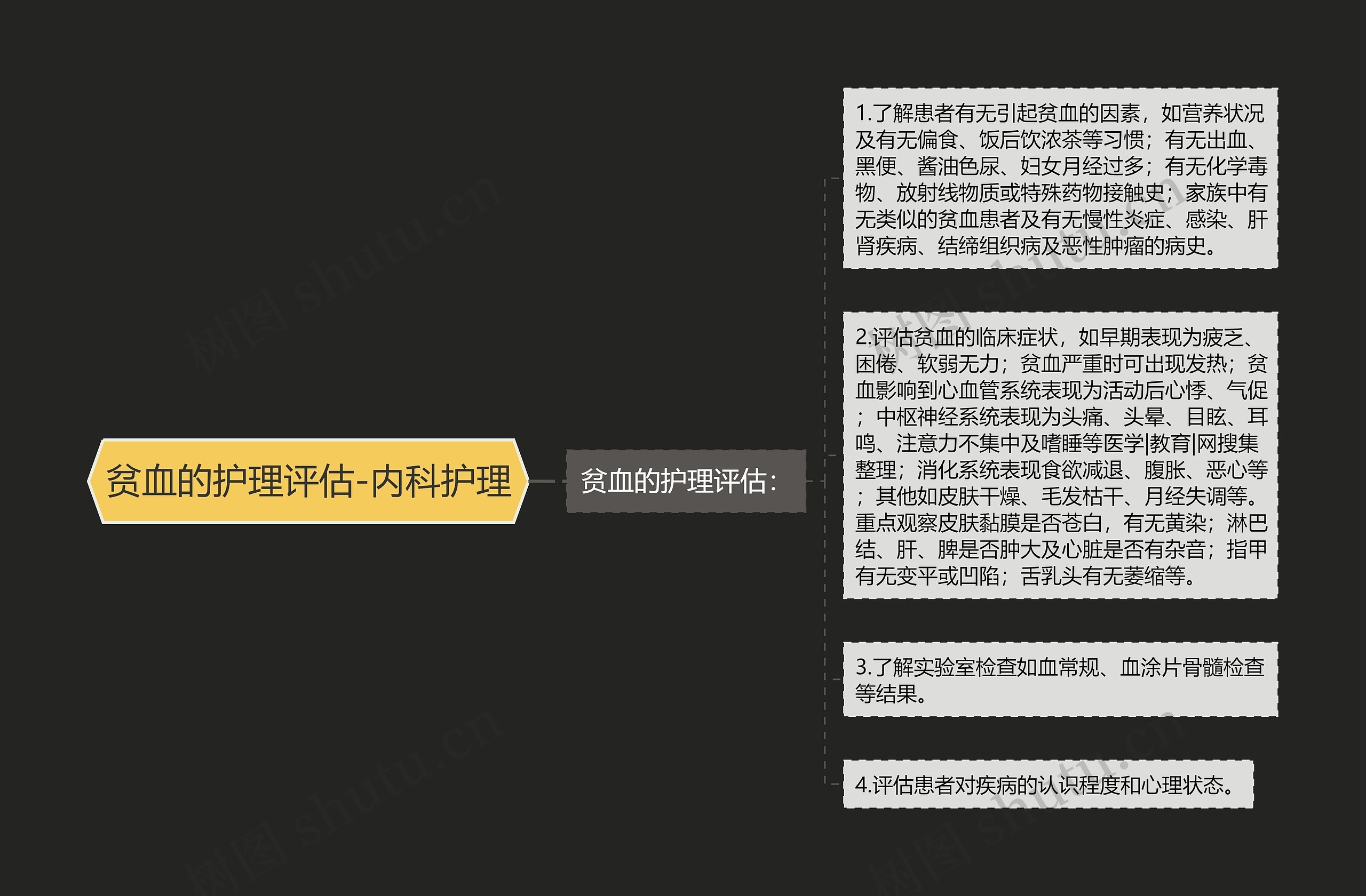 贫血的护理评估-内科护理思维导图