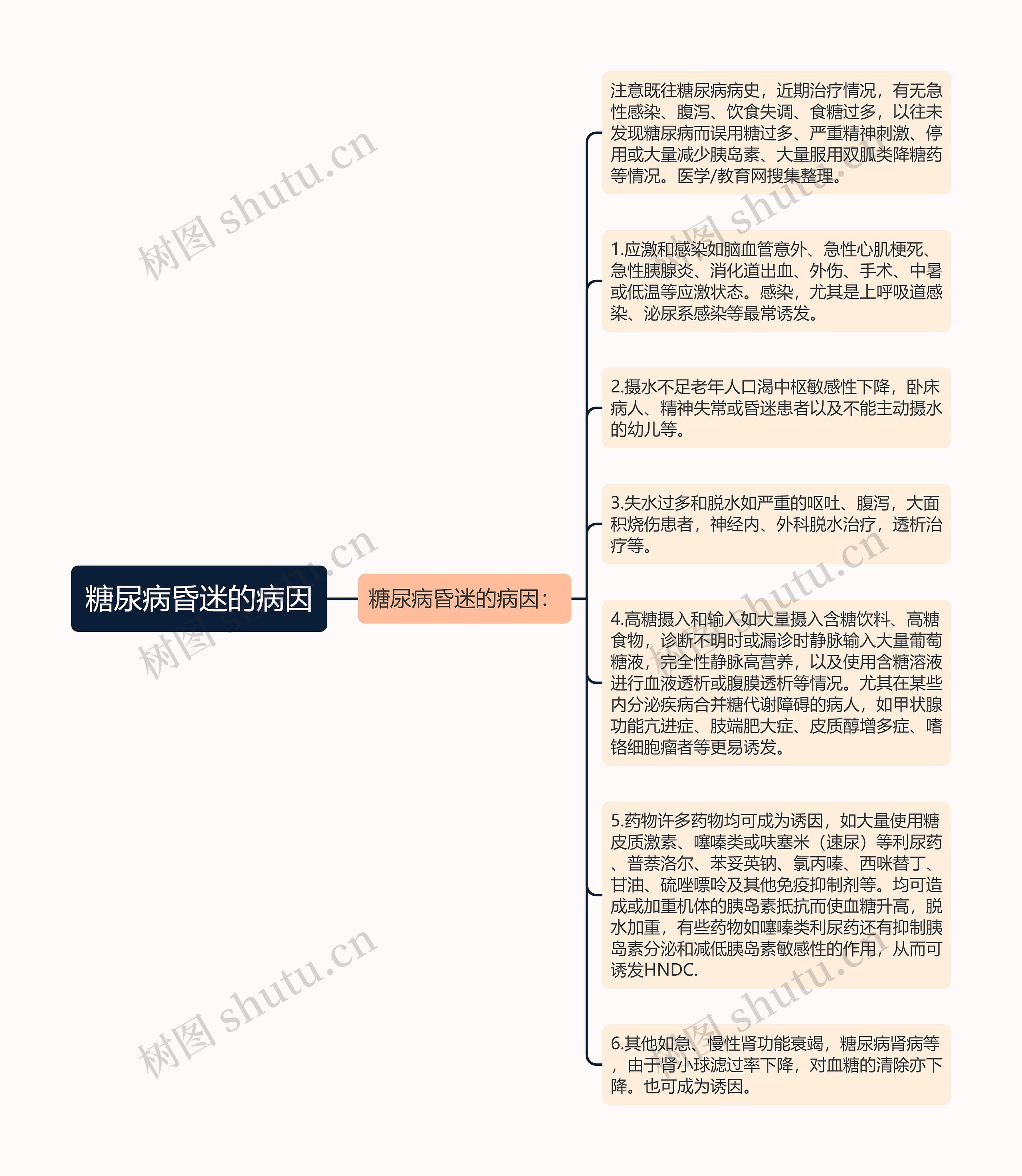 糖尿病昏迷的病因思维导图