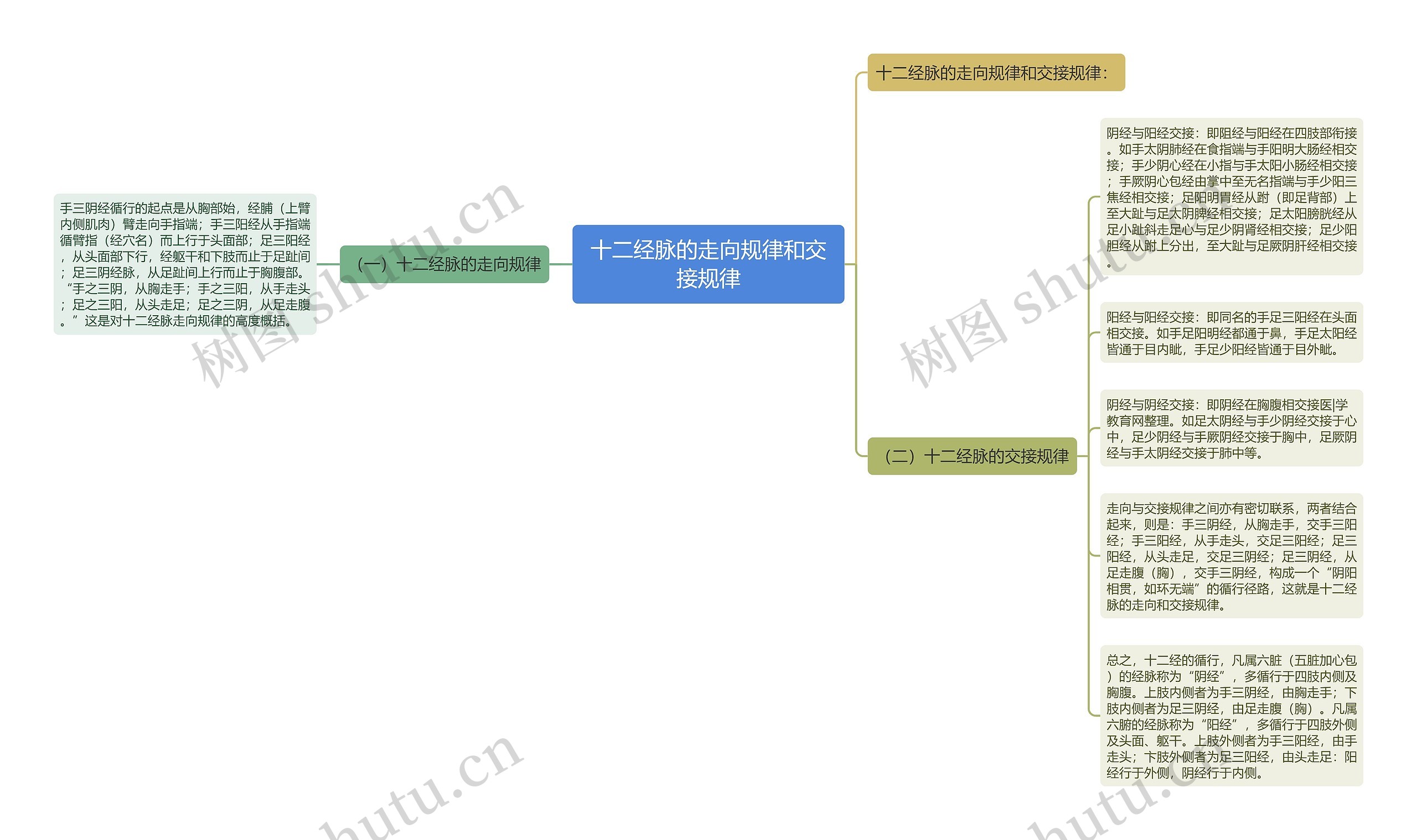 十二经脉的走向规律和交接规律思维导图