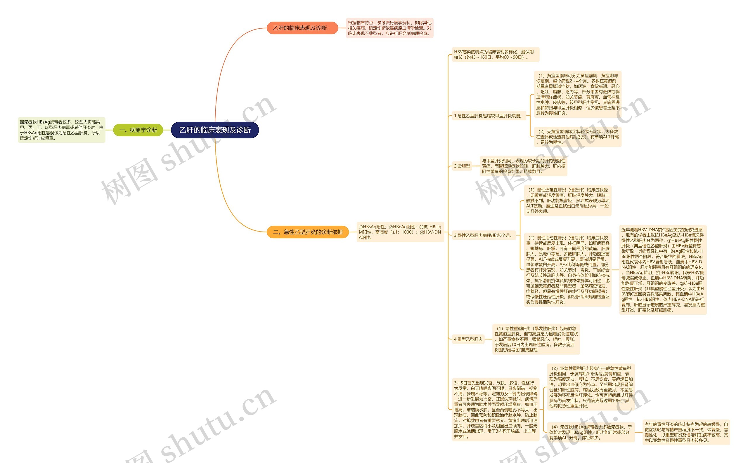 乙肝的临床表现及诊断思维导图