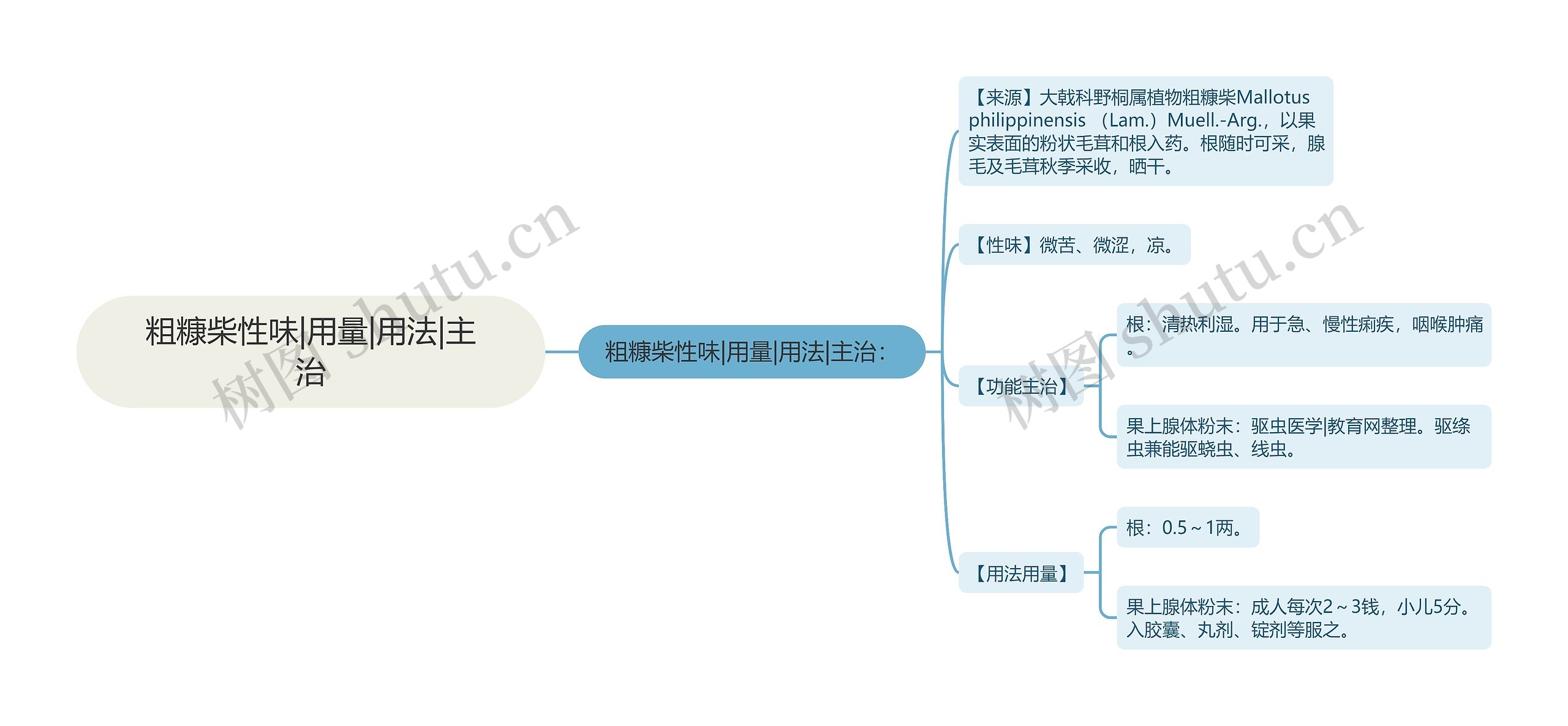 粗糠柴性味|用量|用法|主治思维导图