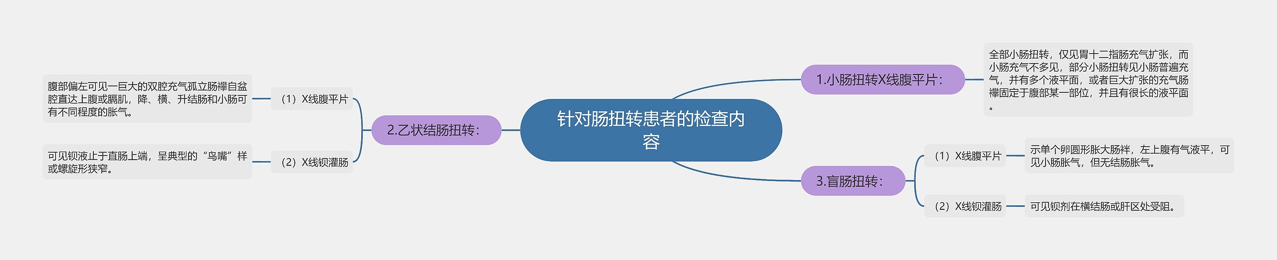 针对肠扭转患者的检查内容思维导图