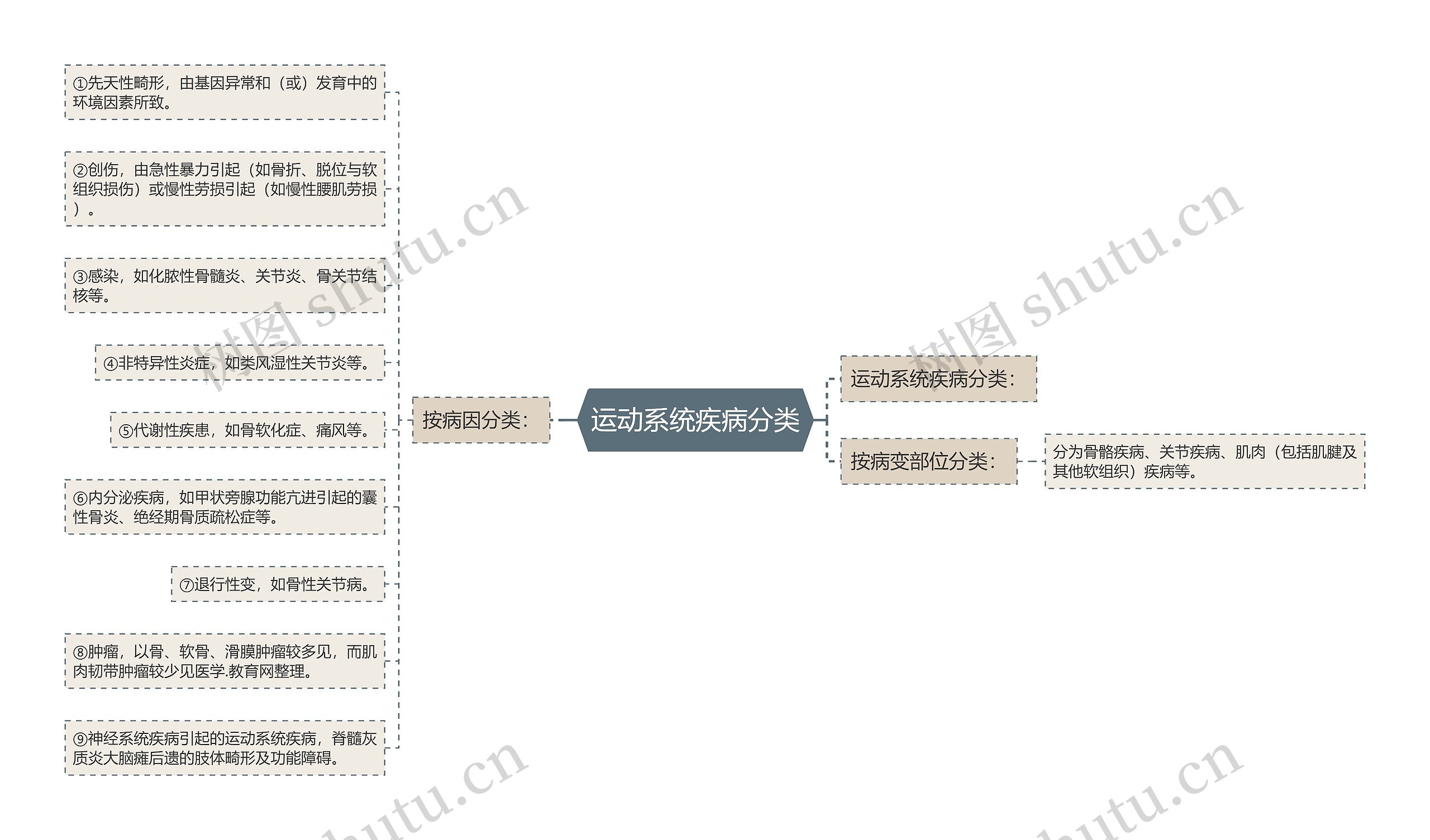 运动系统疾病分类思维导图