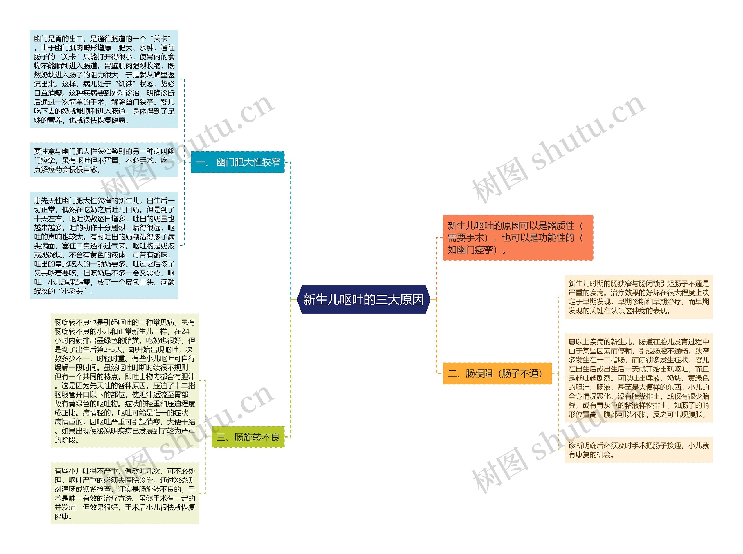 新生儿呕吐的三大原因思维导图