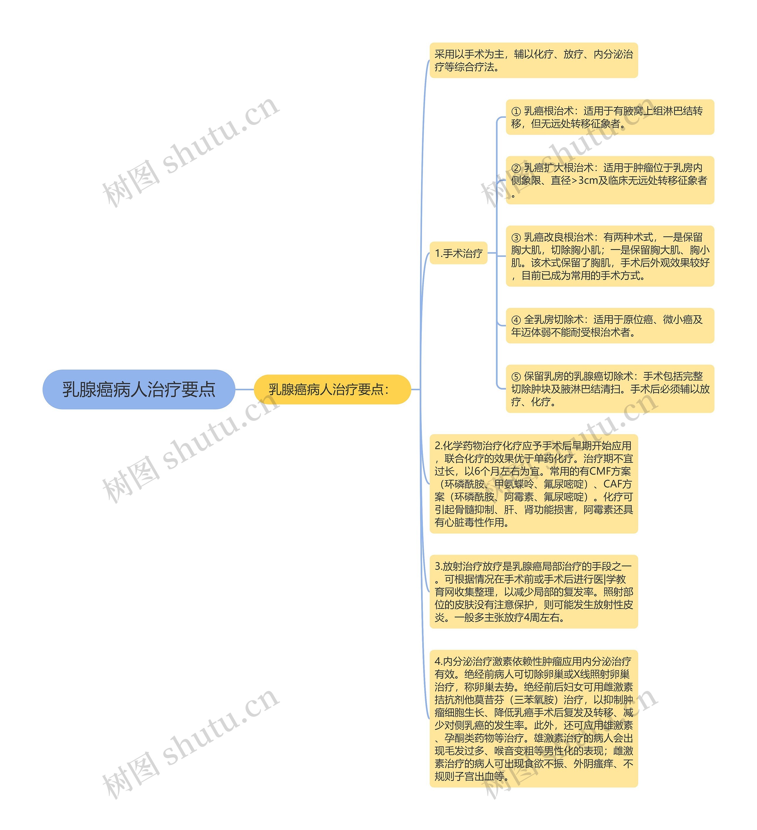 乳腺癌病人治疗要点思维导图