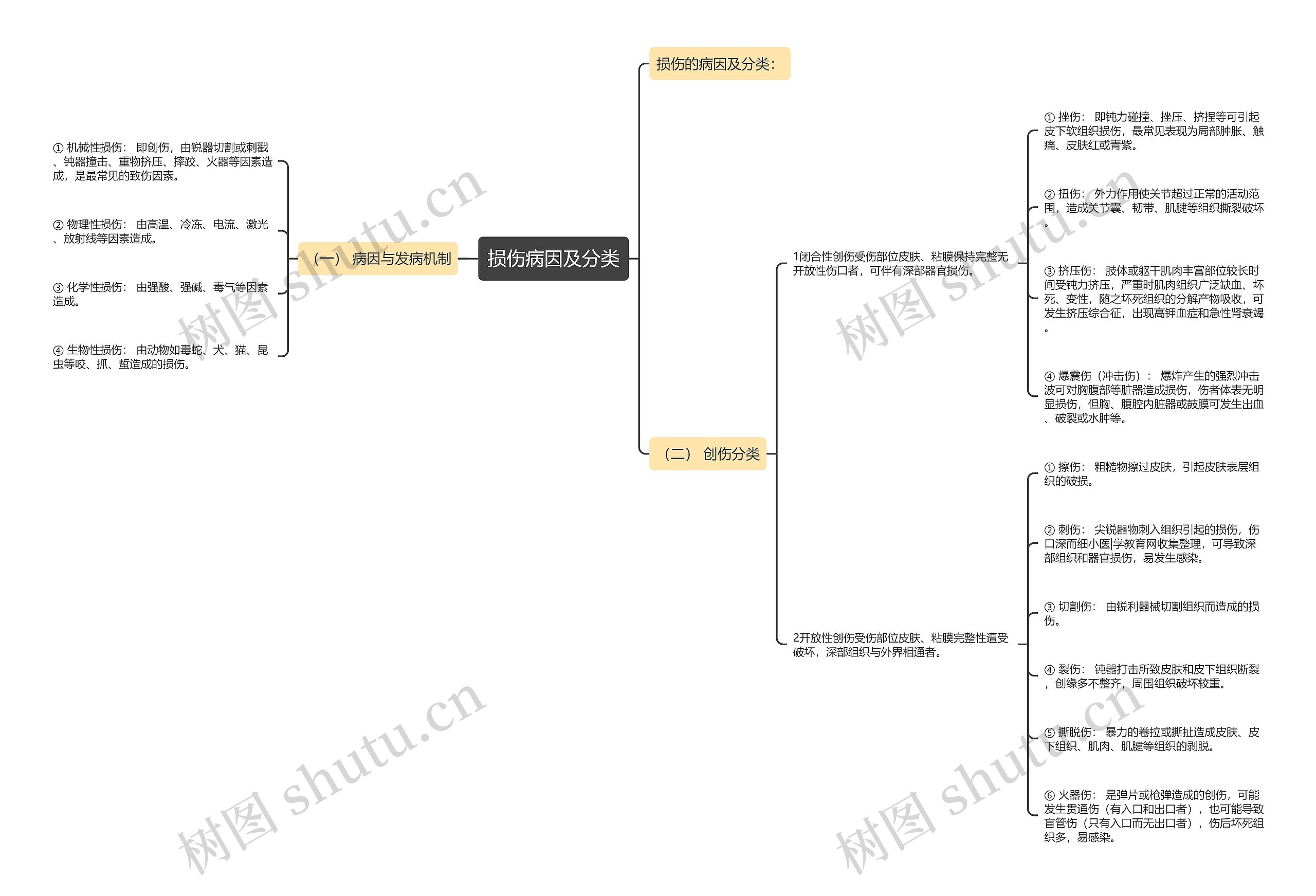 损伤病因及分类思维导图